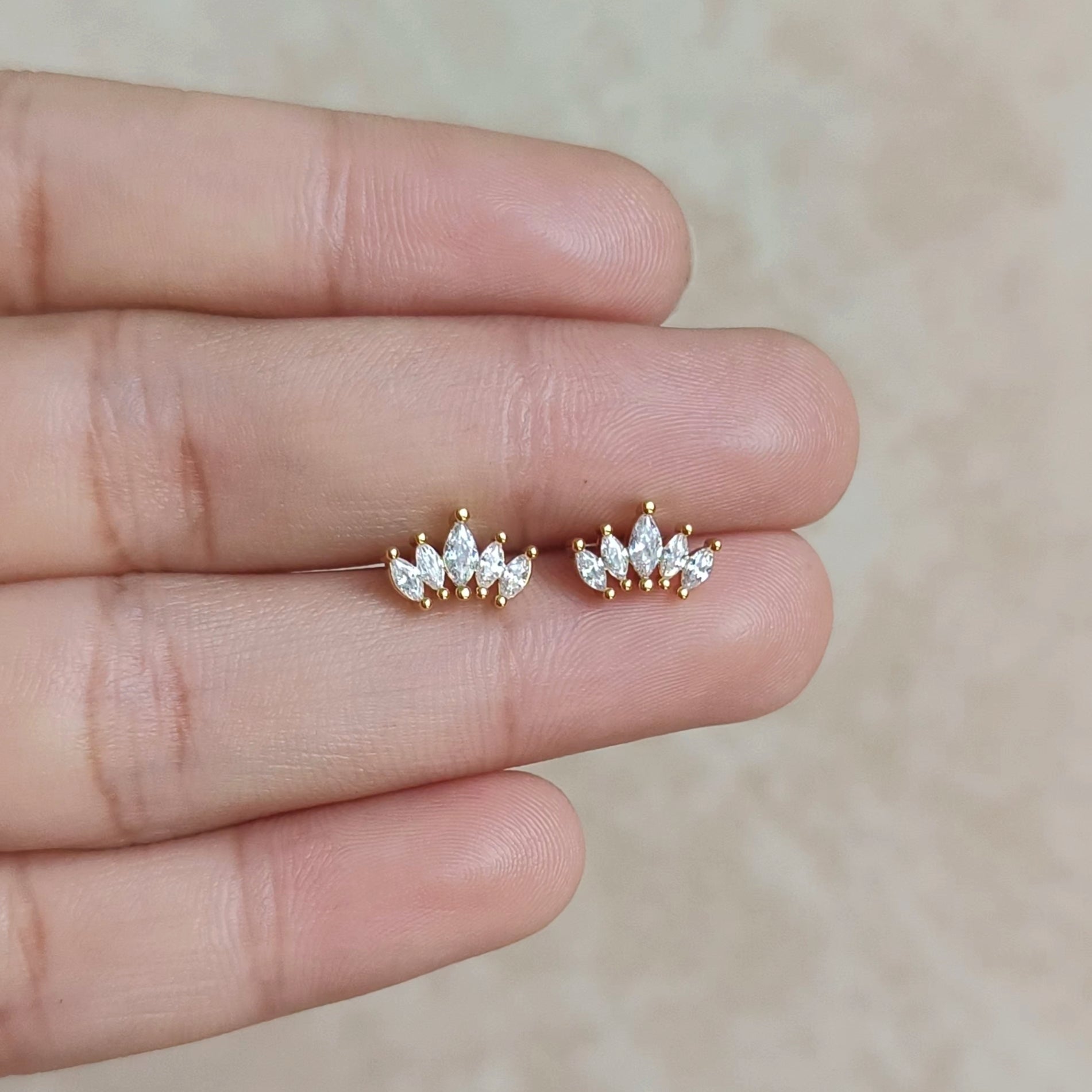 Ear Piercing Crown Earrings Studs Crown Studs Pair