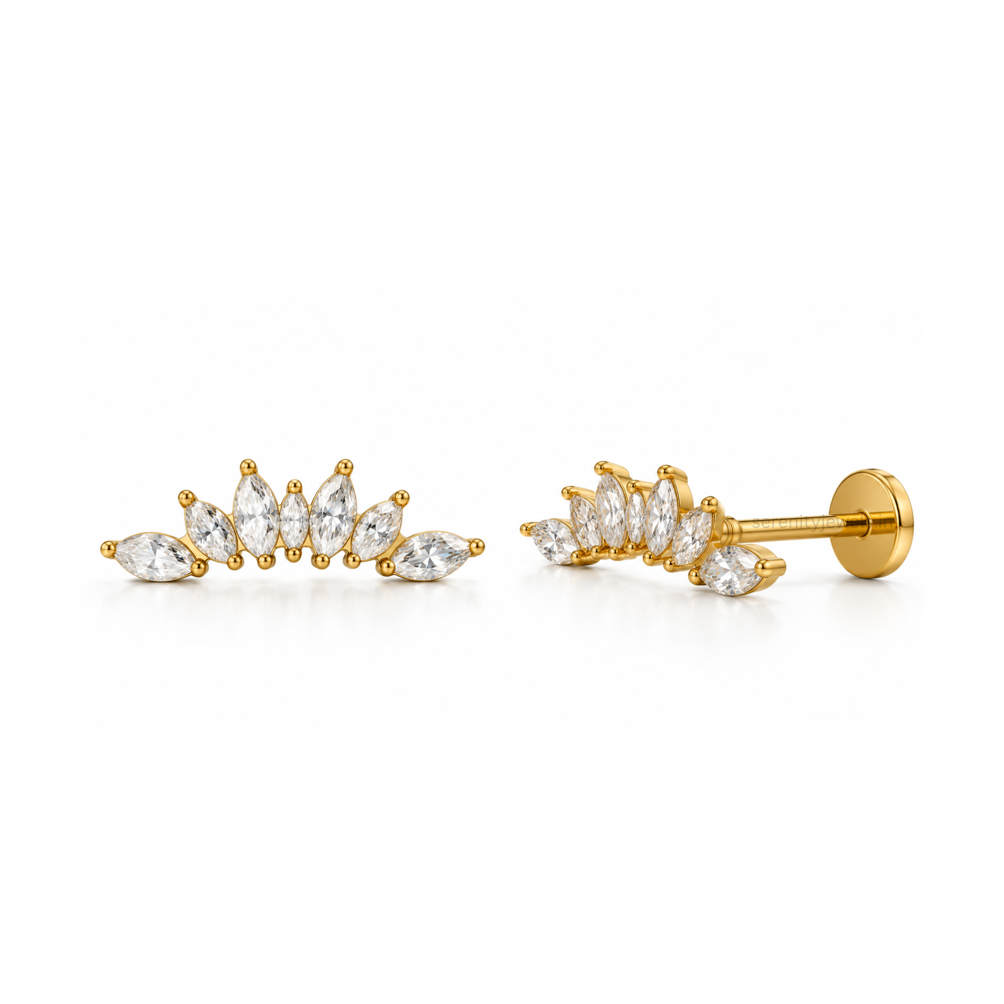 Crownlet Flat Studs - PAIR