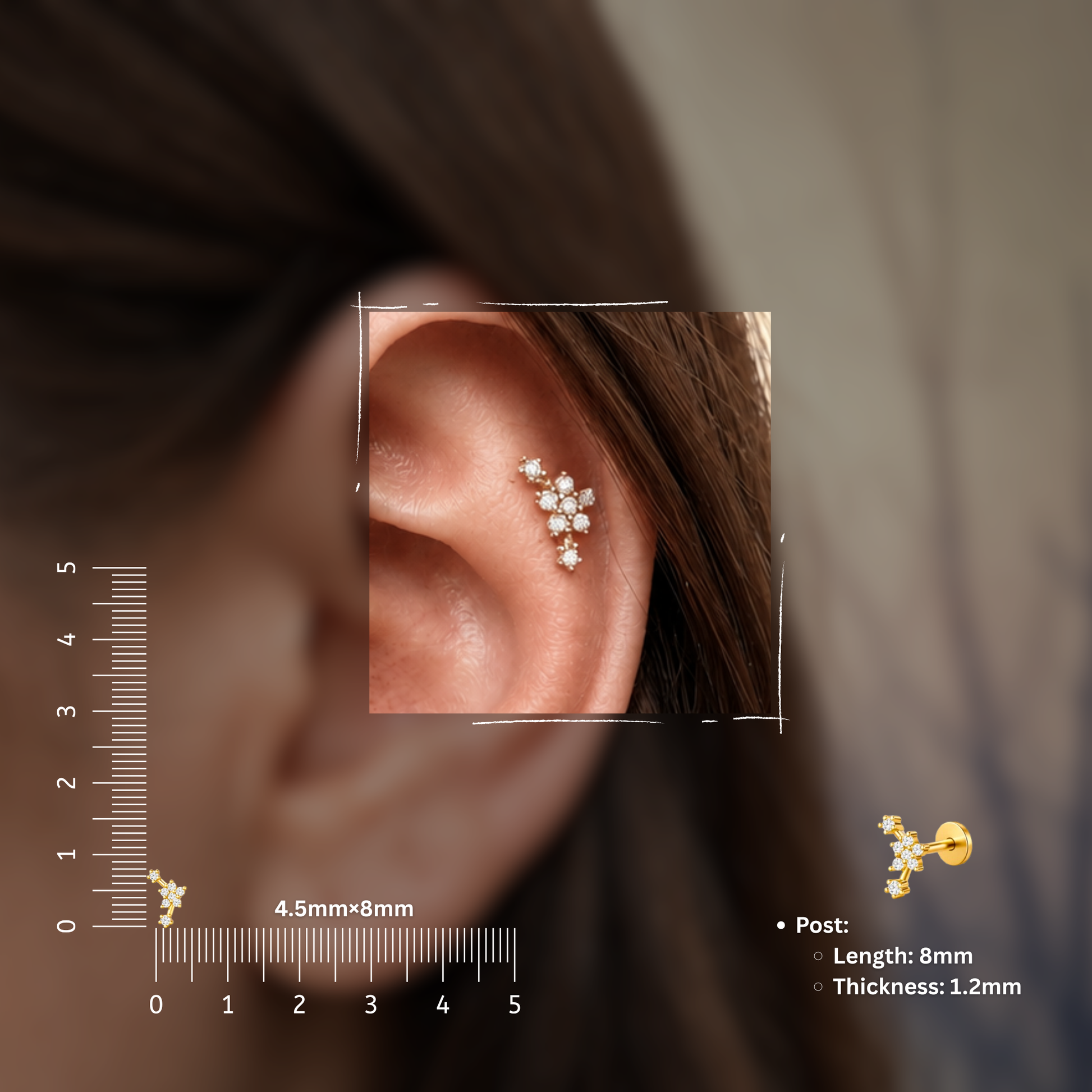 Cynthia Small Flat Studs - PAIR