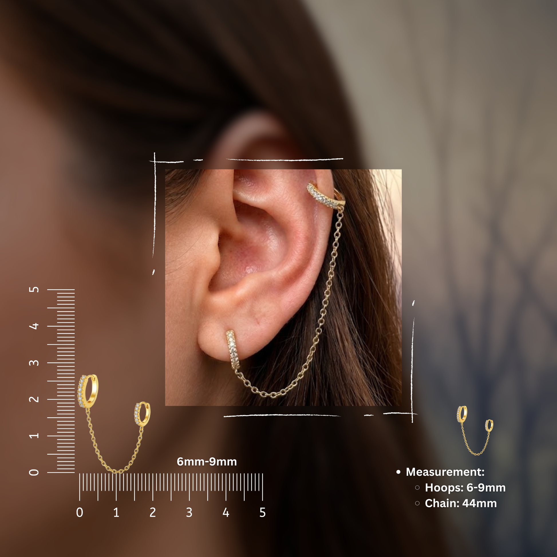 Double Hoop Chain Earrings - PAIR