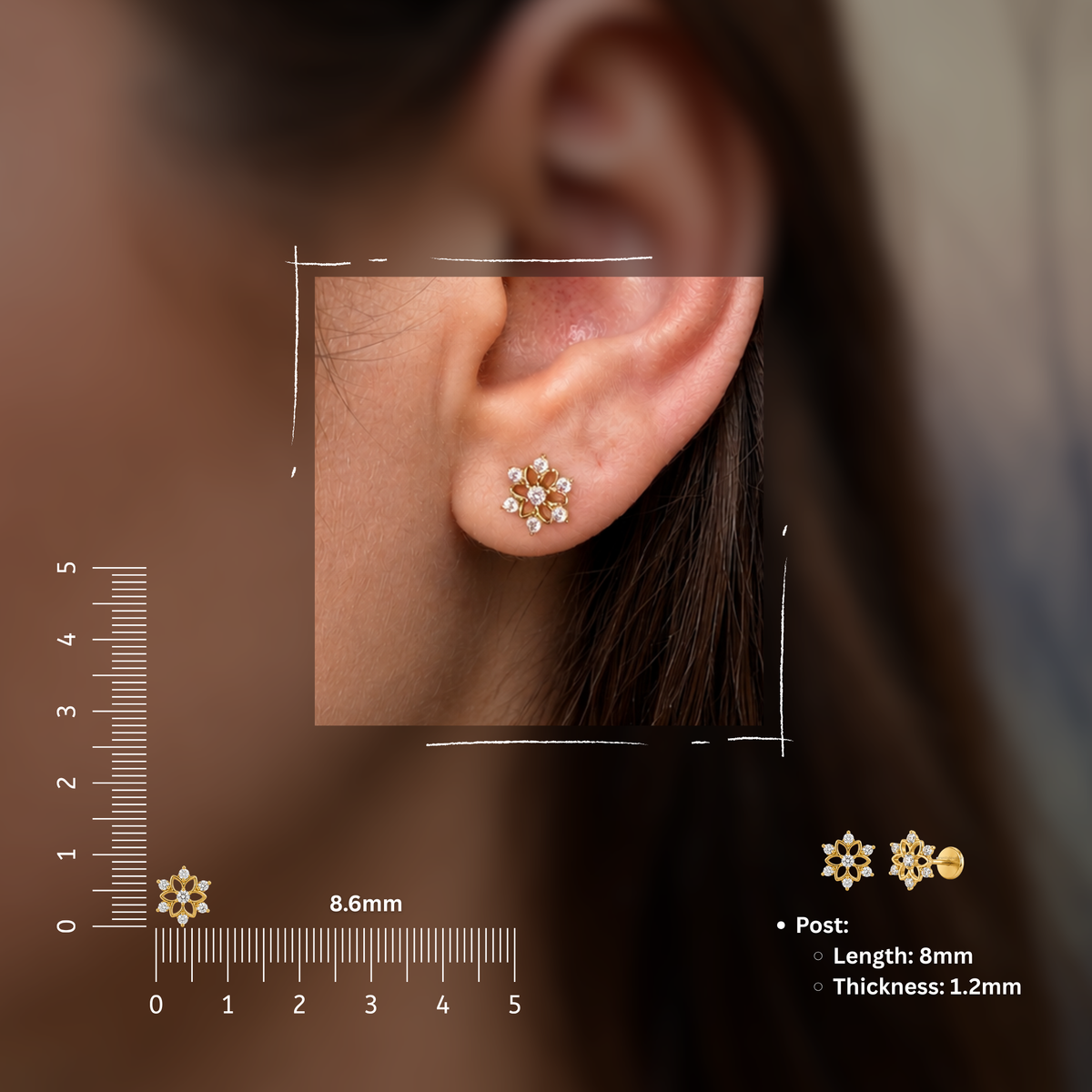 Frozen Flat Studs - PAIR