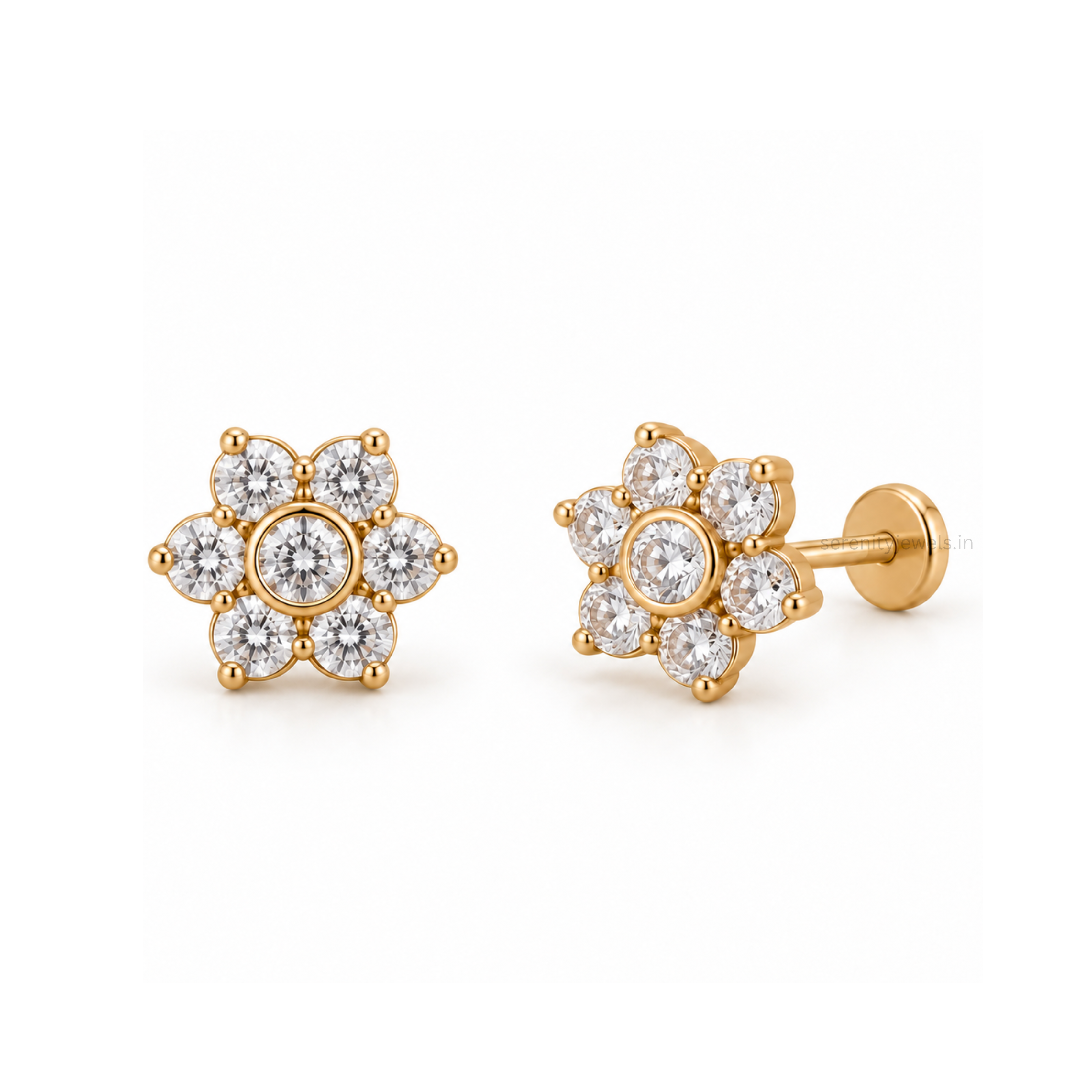 Gardenia Flat Studs - PAIR