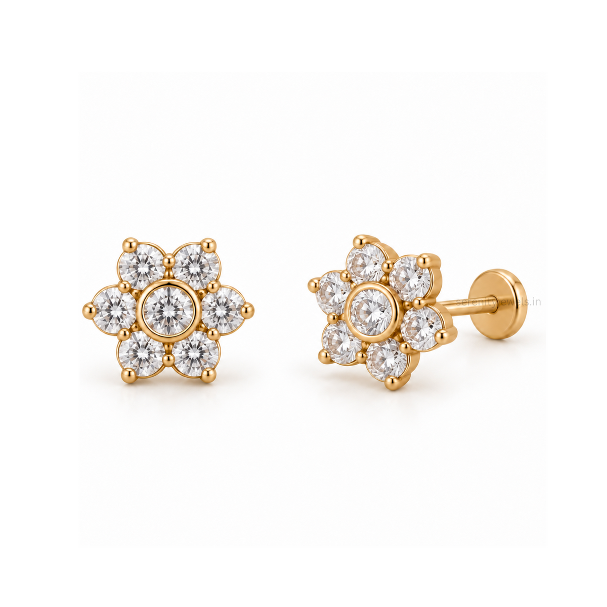 Gardenia Flat Studs - PAIR