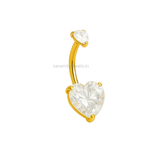 Heart Solitaire Belly Stud  - SINGLE