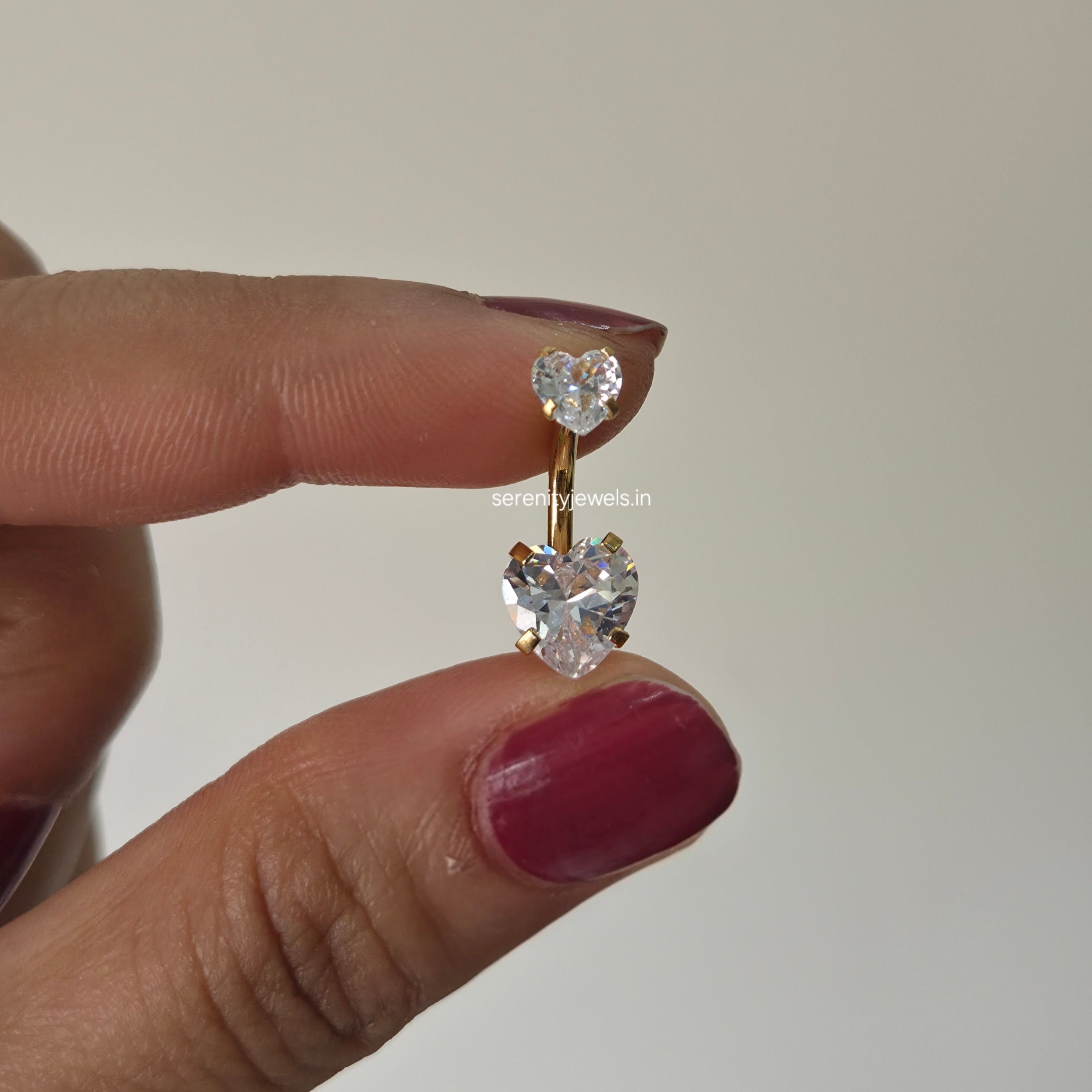 Heart Solitaire Belly Stud  - SINGLE