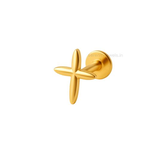 Seren Cross Flat Studs - PAIR