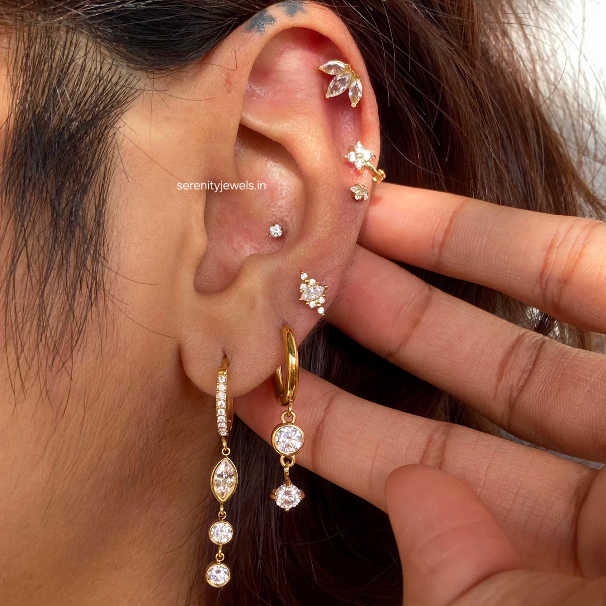 Jane Dangling Hoops - Pair