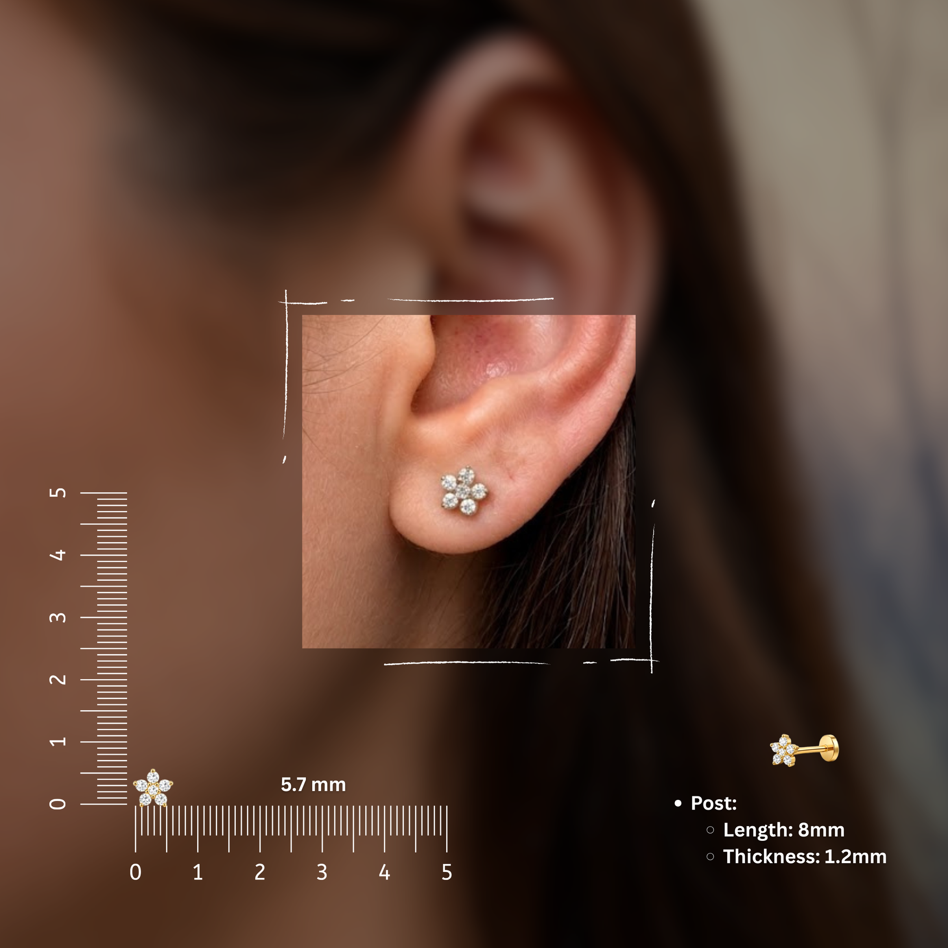 Interna Flower Flat Studs - PAIR