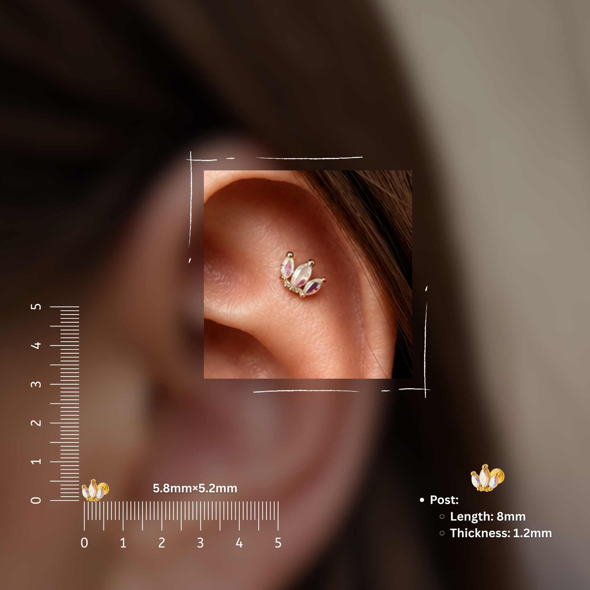 Iris Multicolour Flat Studs - PAIR