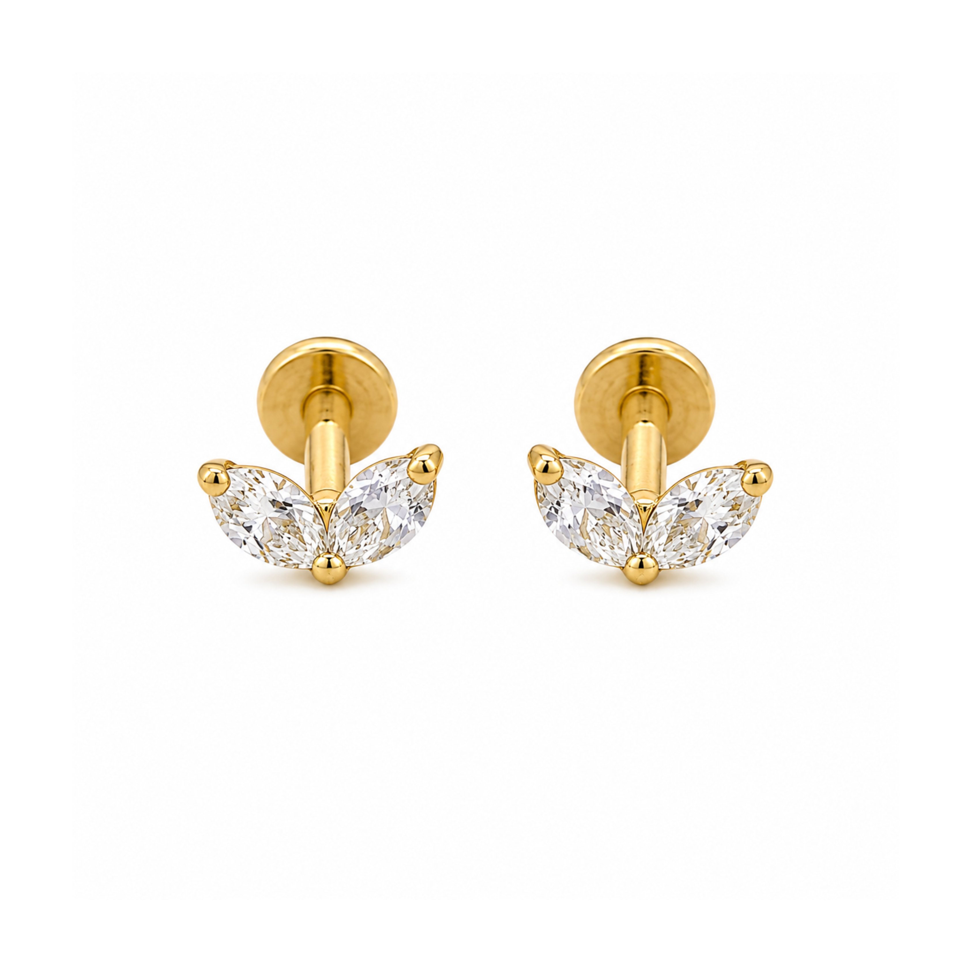 Leafie Flat Studs - PAIR