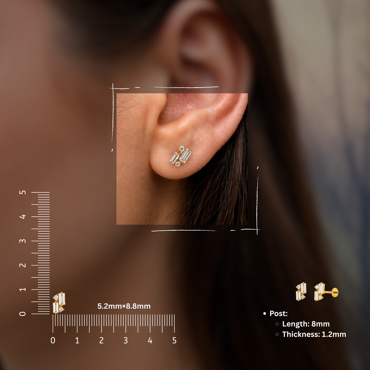 Mosaic Flat Studs - PAIR