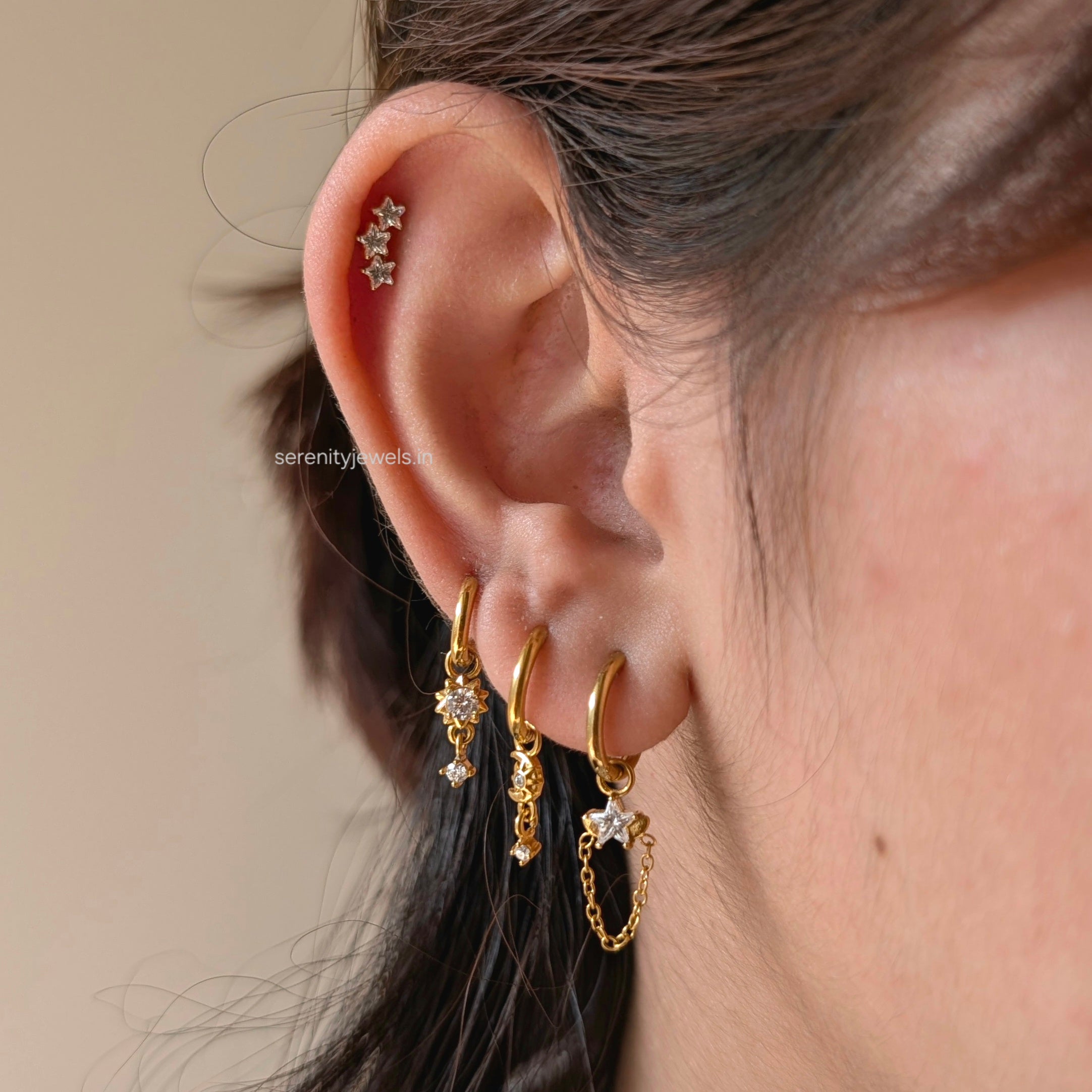 Tri-Star Titanium Flat Studs - PAIR