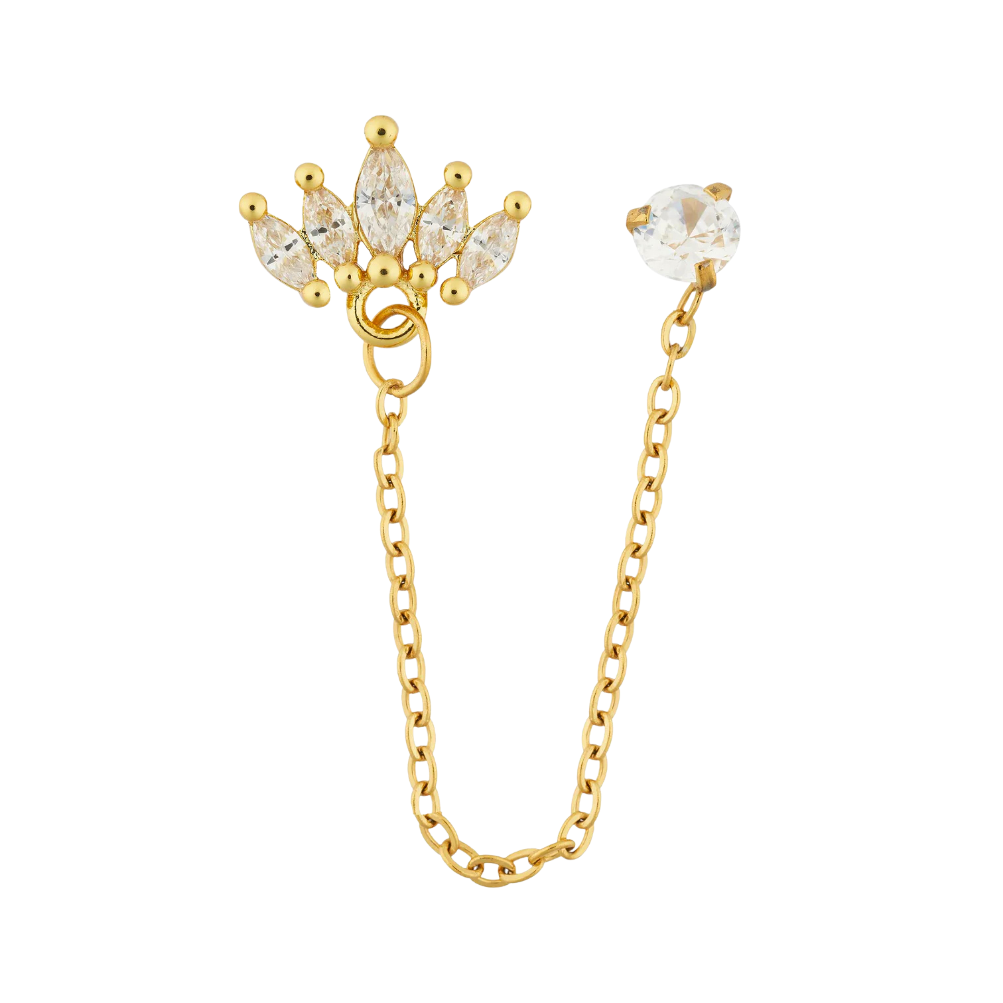 Royal Vine Double Piercing Stud - SINGLE