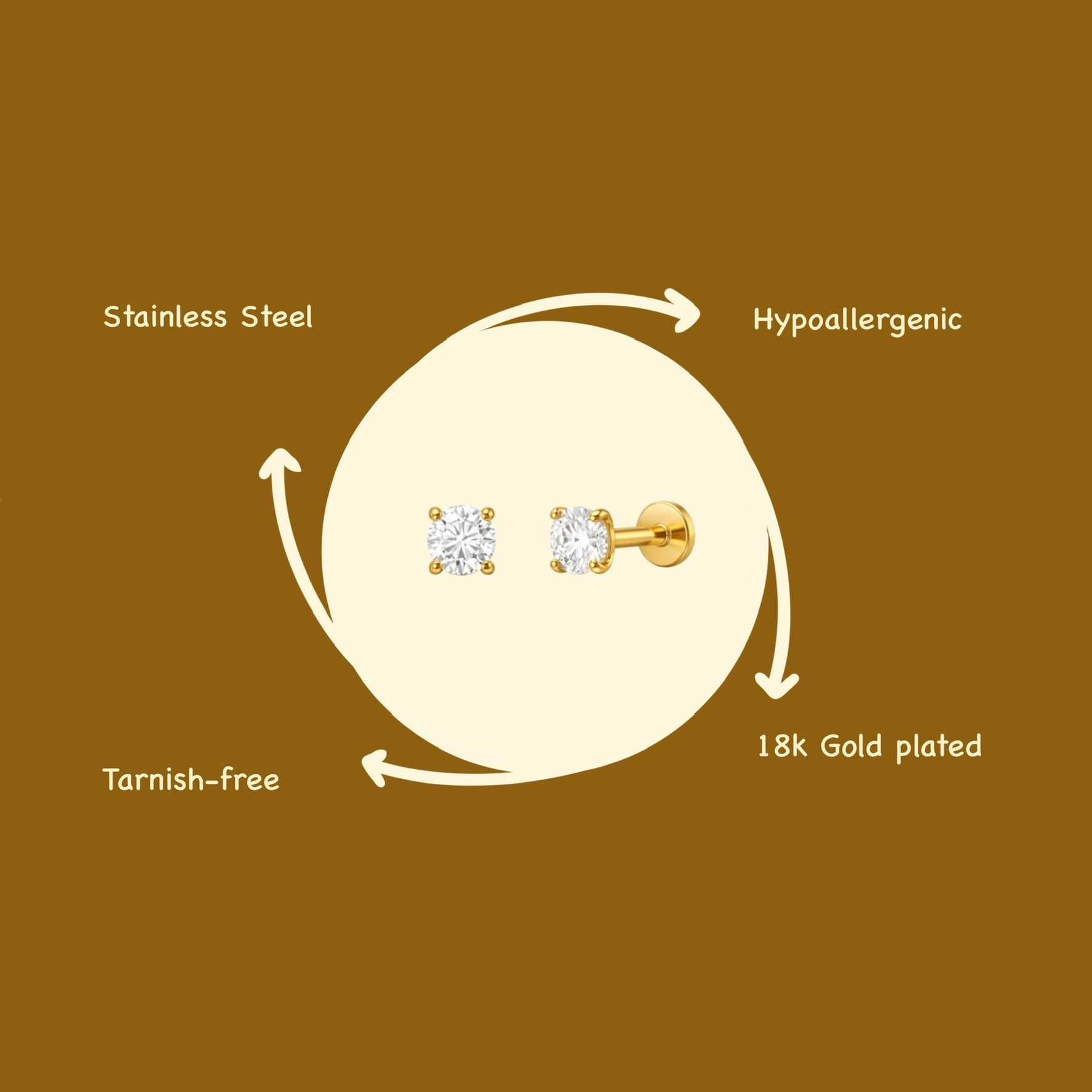 Solitaire Flat Studs - PAIR