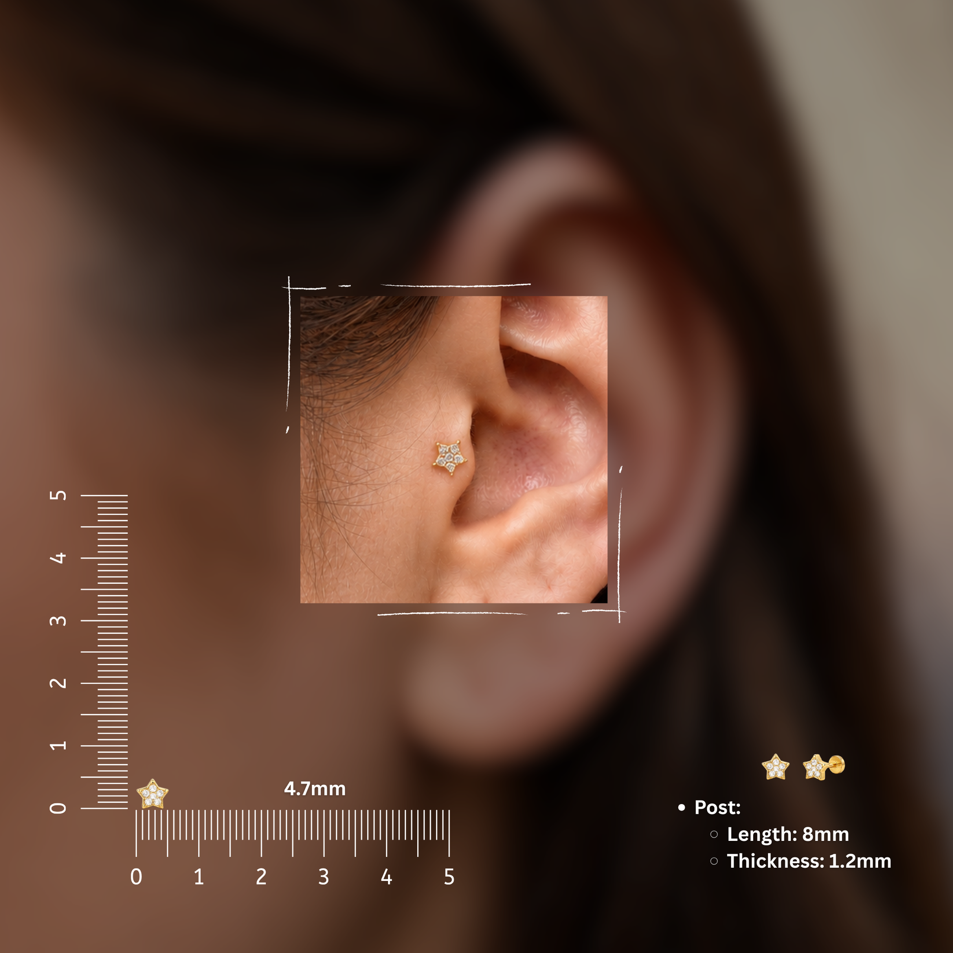 Starlight Flat Stud - PAIR