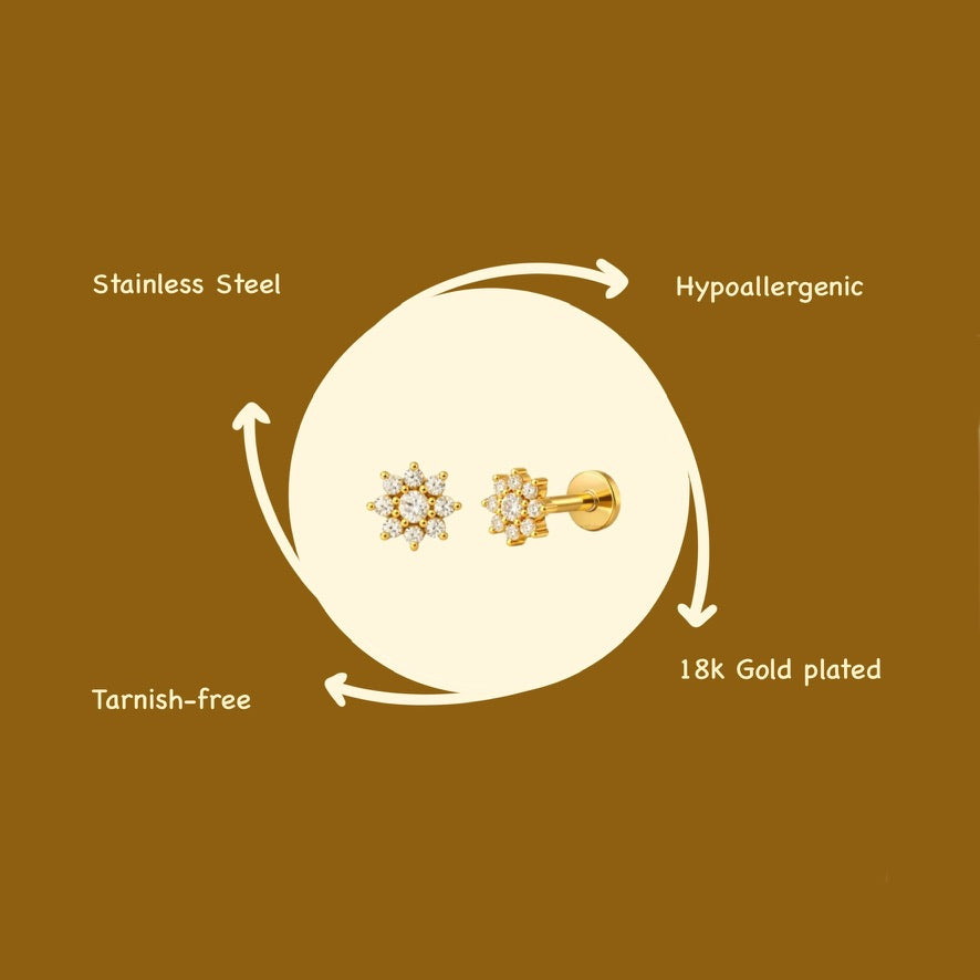 Sunflower Flat Studs - PAIR