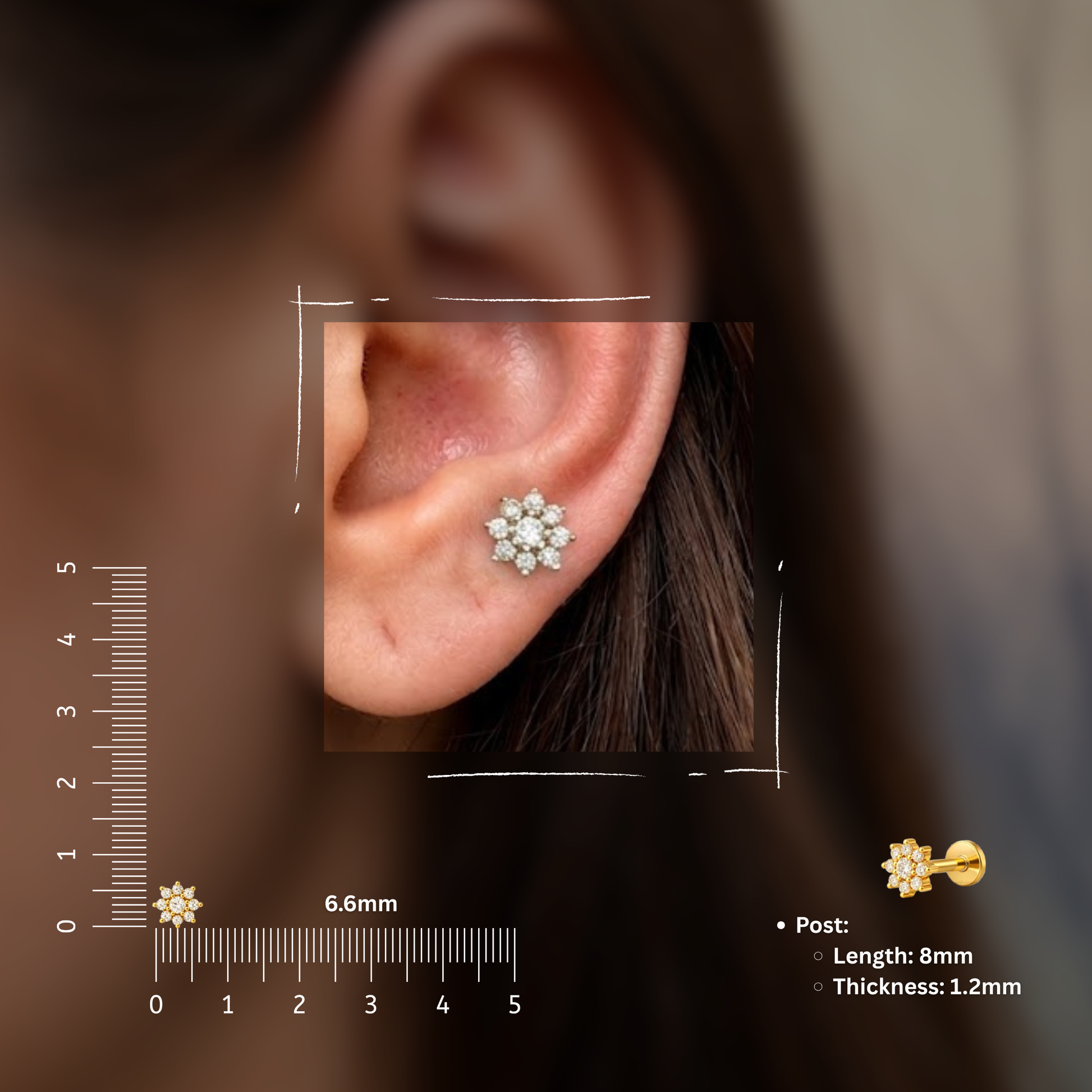 Sunflower Flat Studs - PAIR