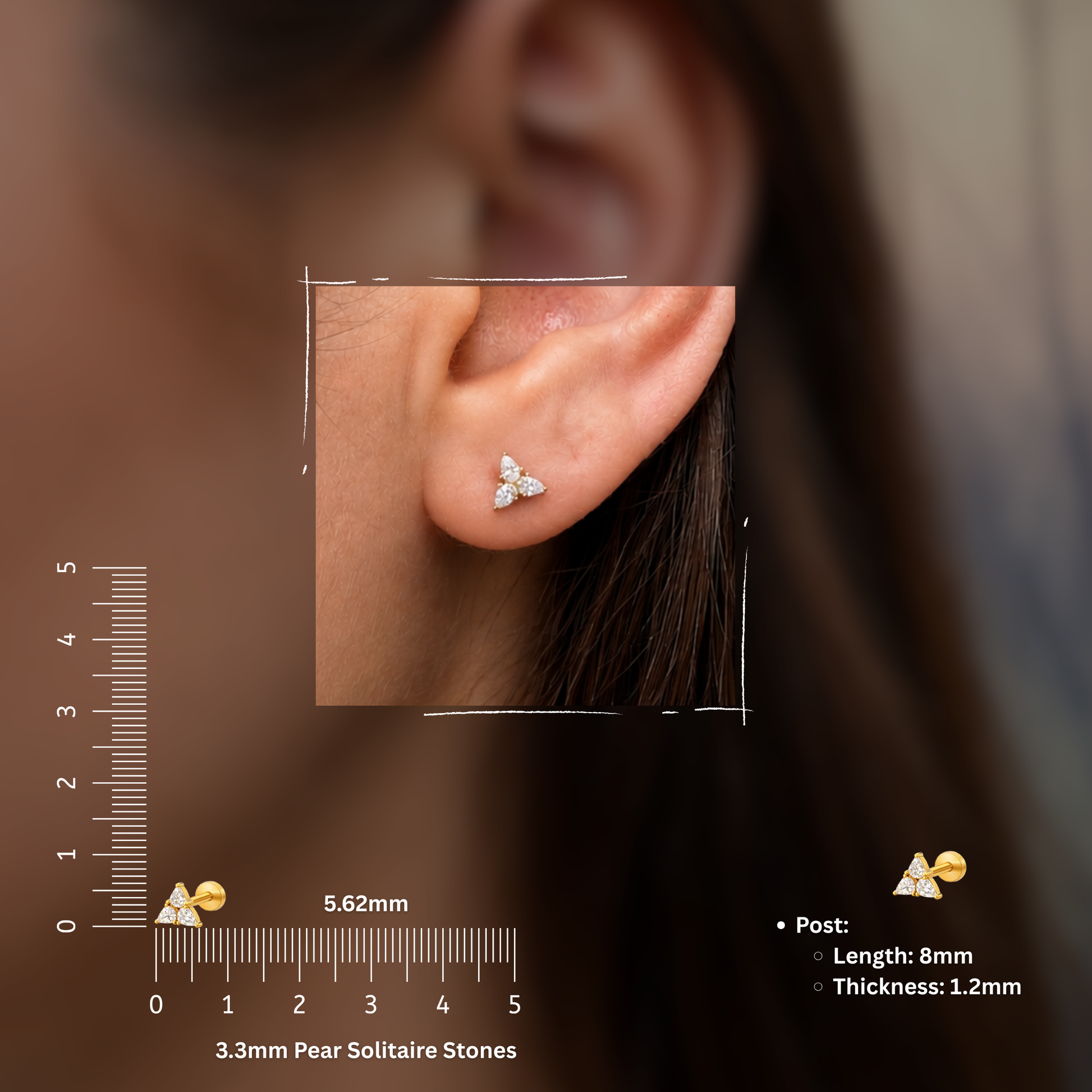 Triad Flat Studs - PAIR