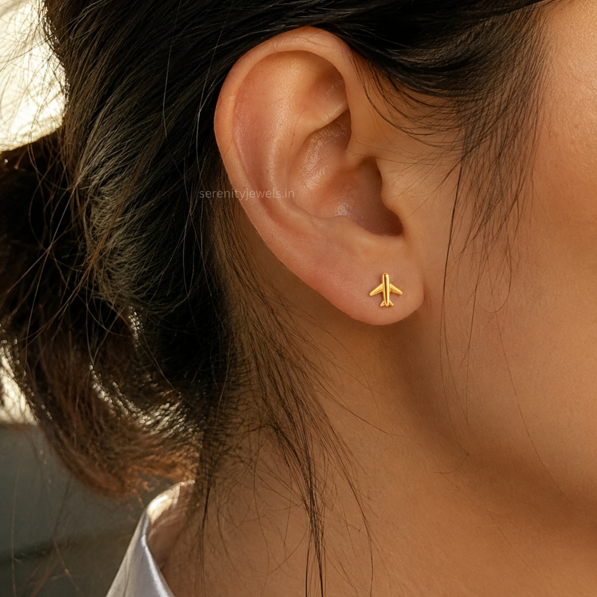 Aeroplane Flat Studs - PAIR