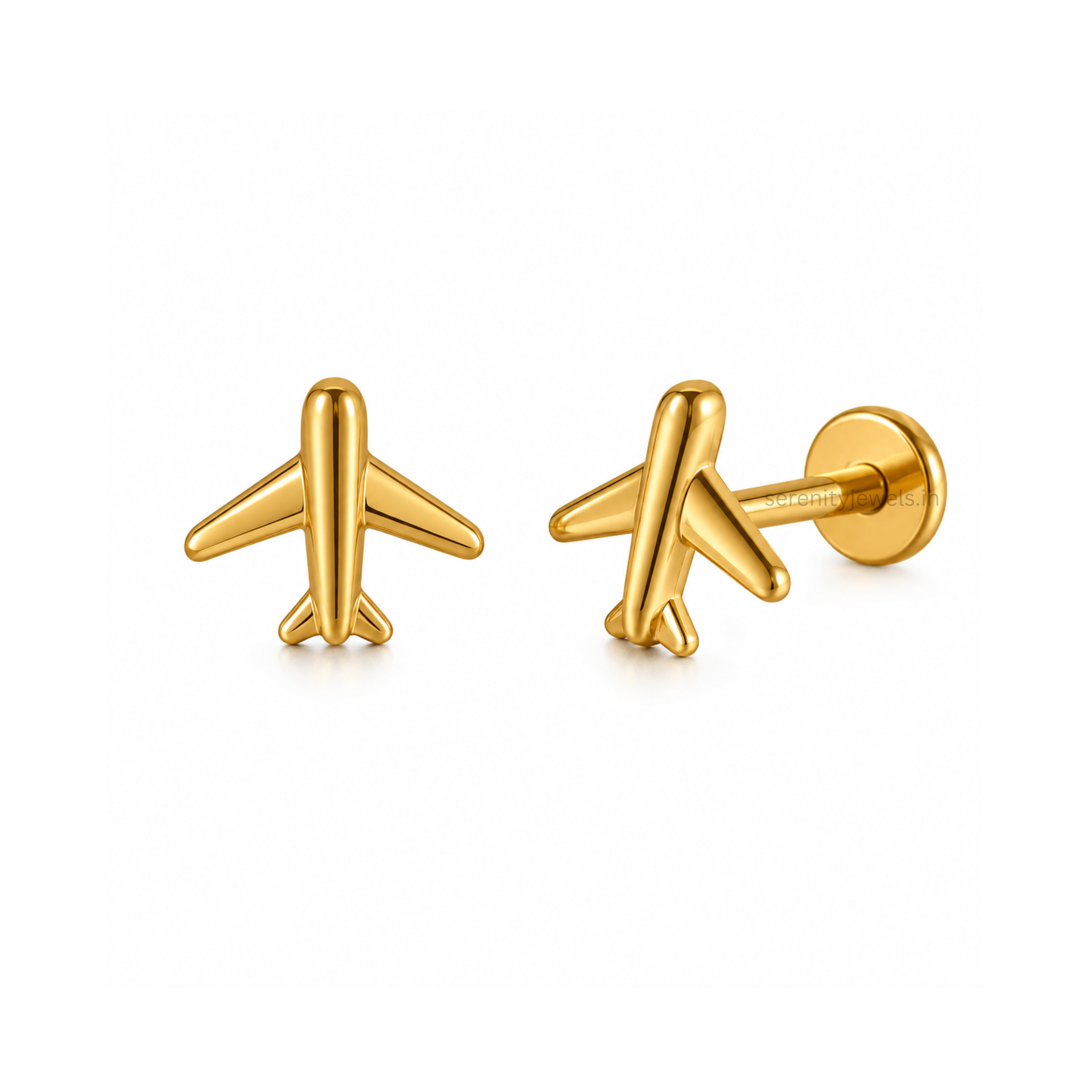 Aeroplane Flat Studs - PAIR