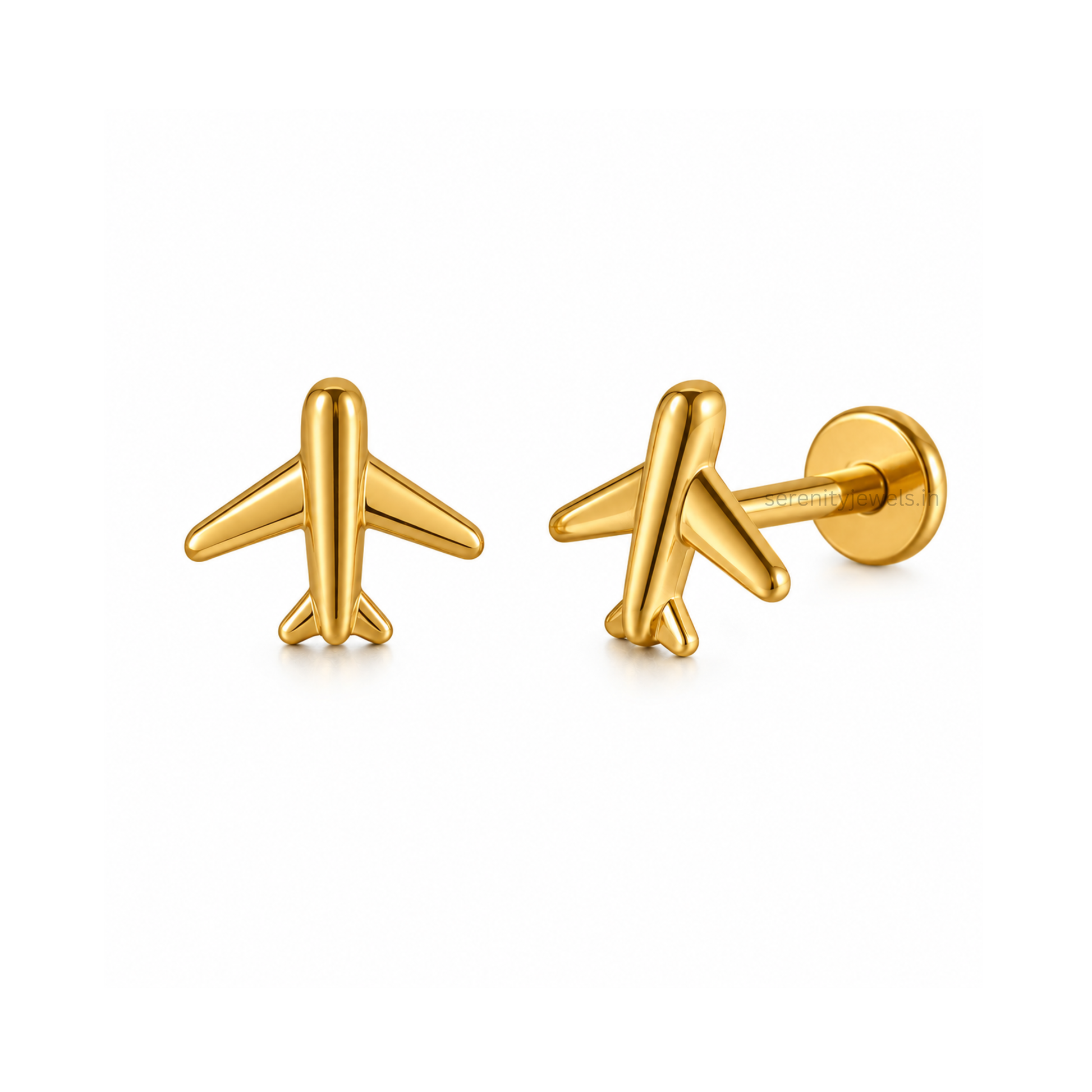 Aeroplane Flat Studs - PAIR