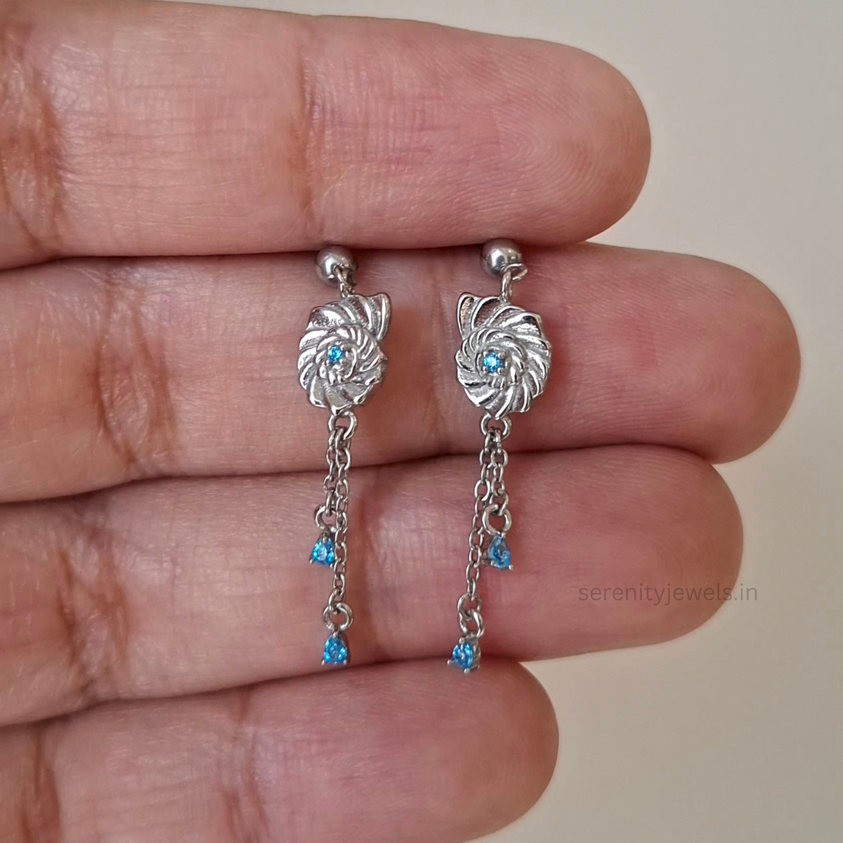 Aqua Spiral Bugadi Studs - PAIR