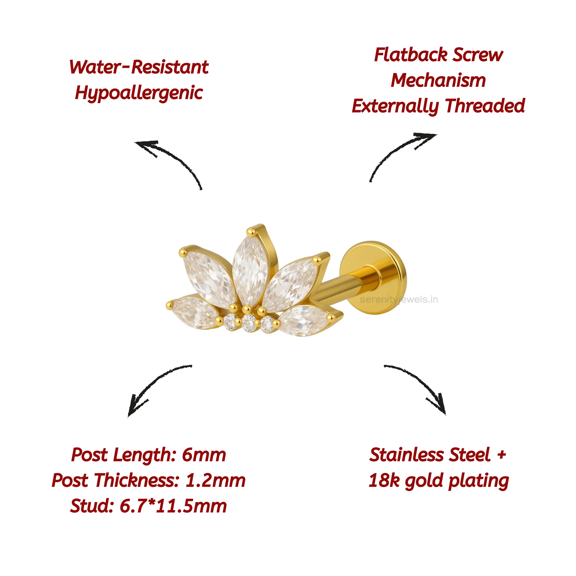 Azalea Flat Studs - Pair