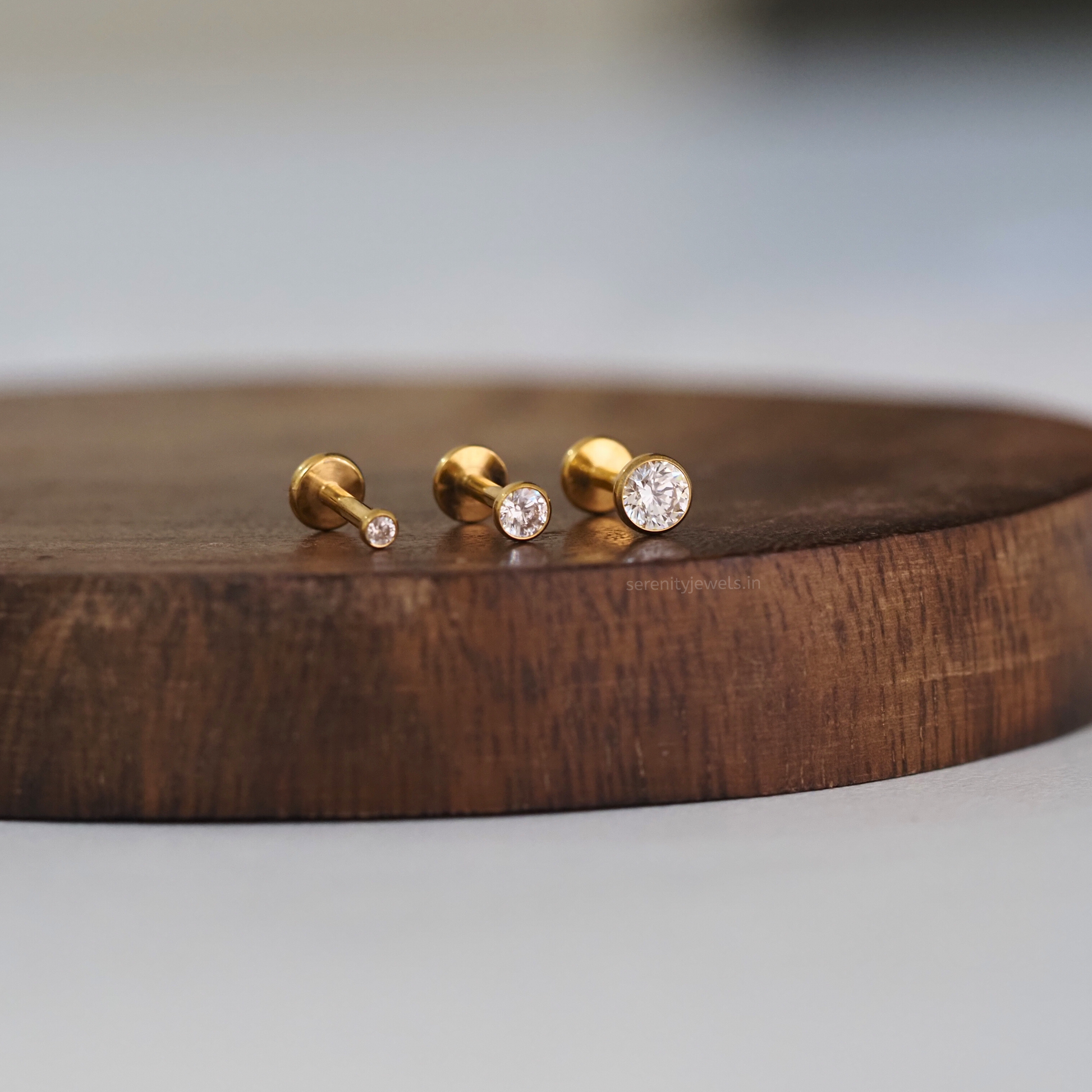 Bezel Solitaire Flat Studs - PAIR