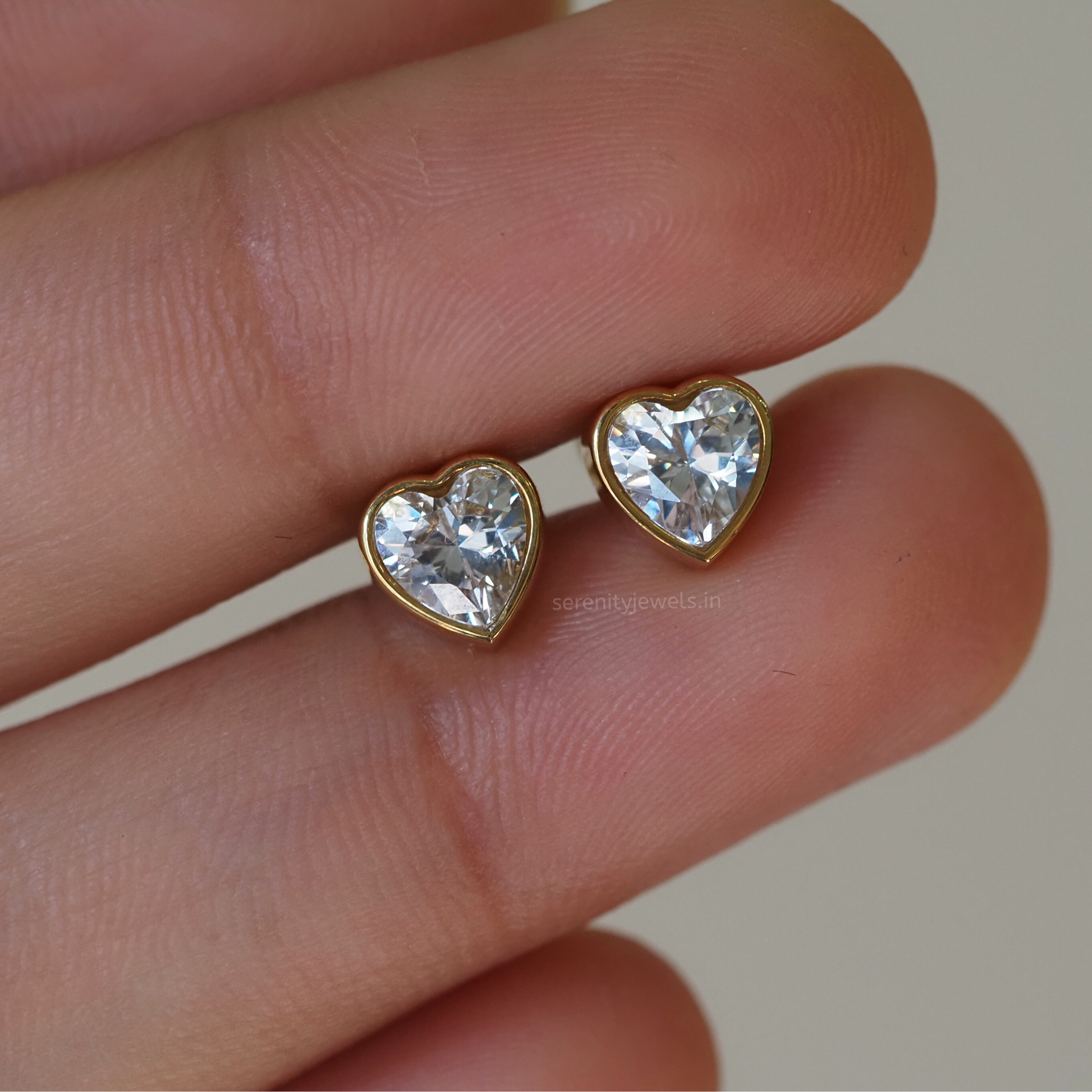 Heart Bezel Earrings - PAIR