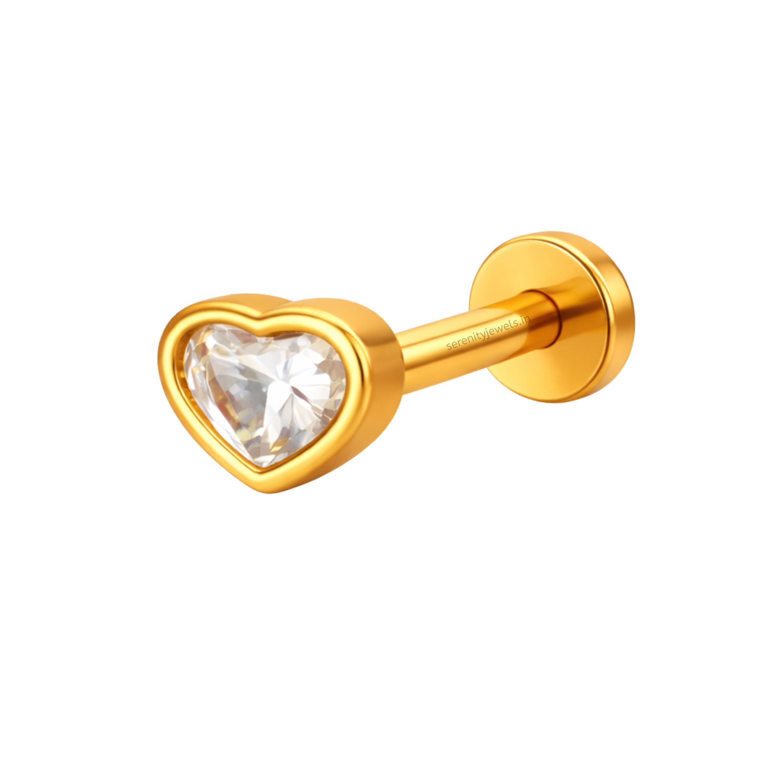 Bezel Heart Flat Studs - PAIR