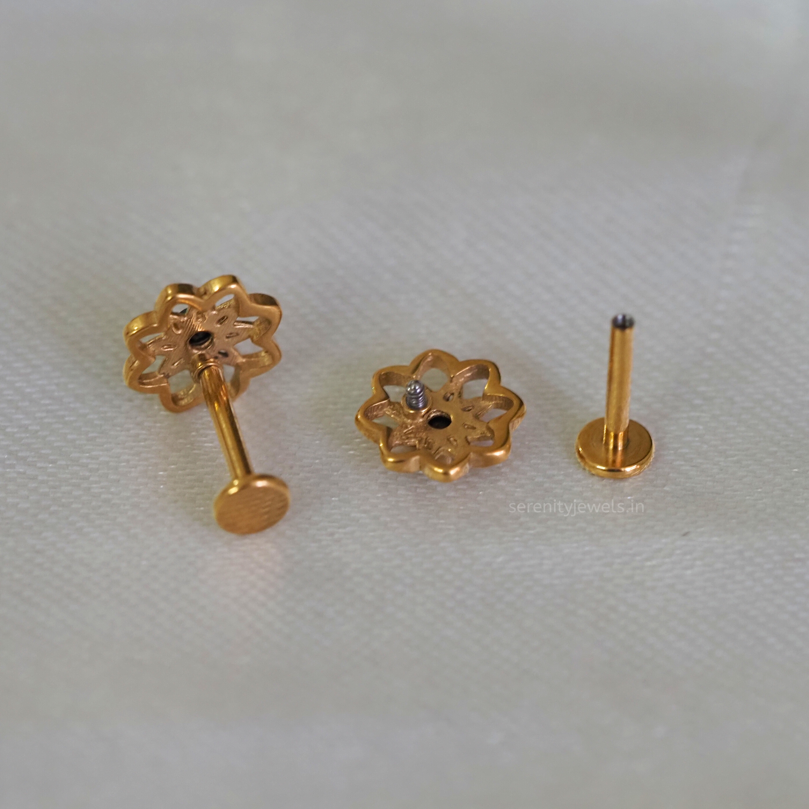 Black Bloom Flat Studs - PAIR