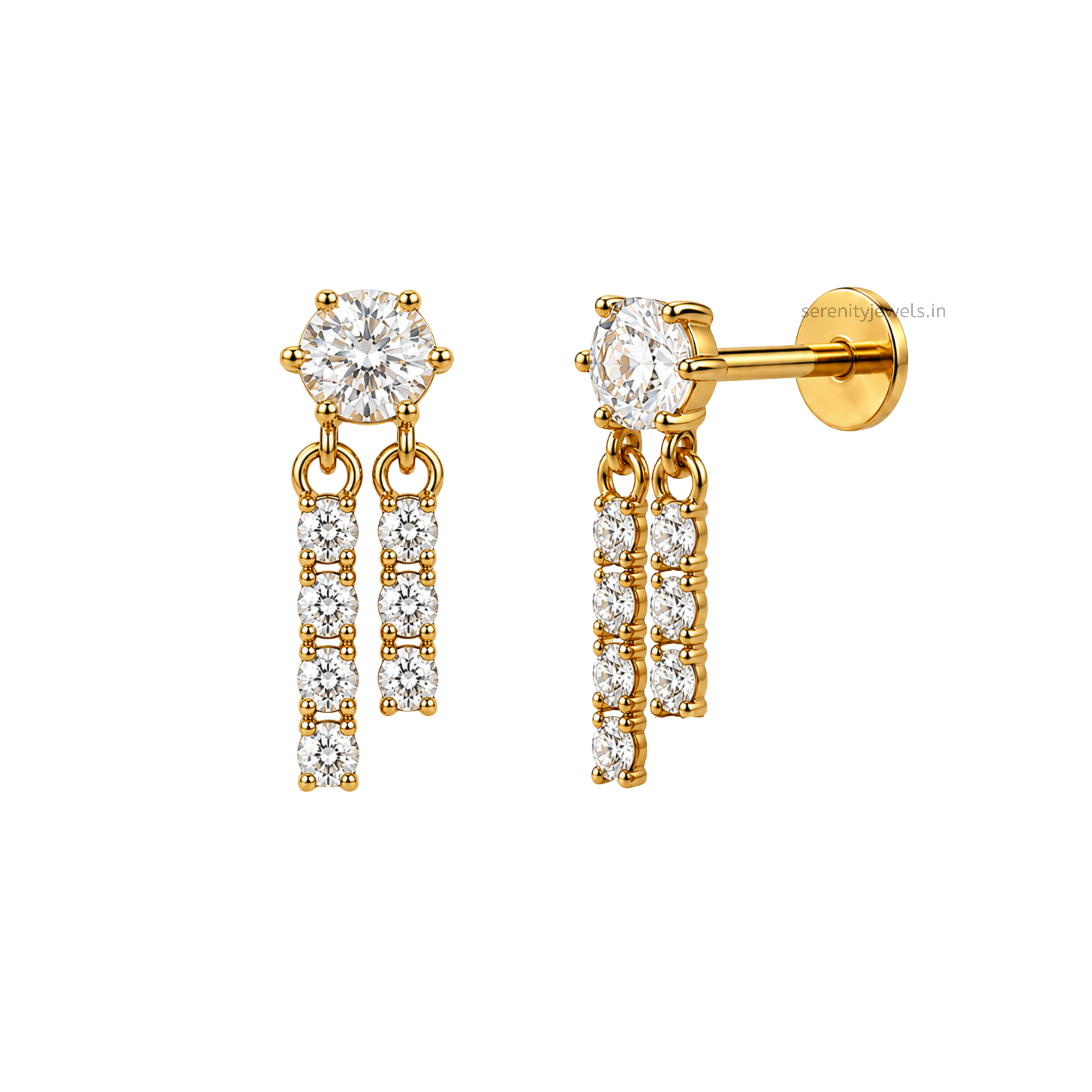 Crystal Chandelier Flat Studs - PAIR