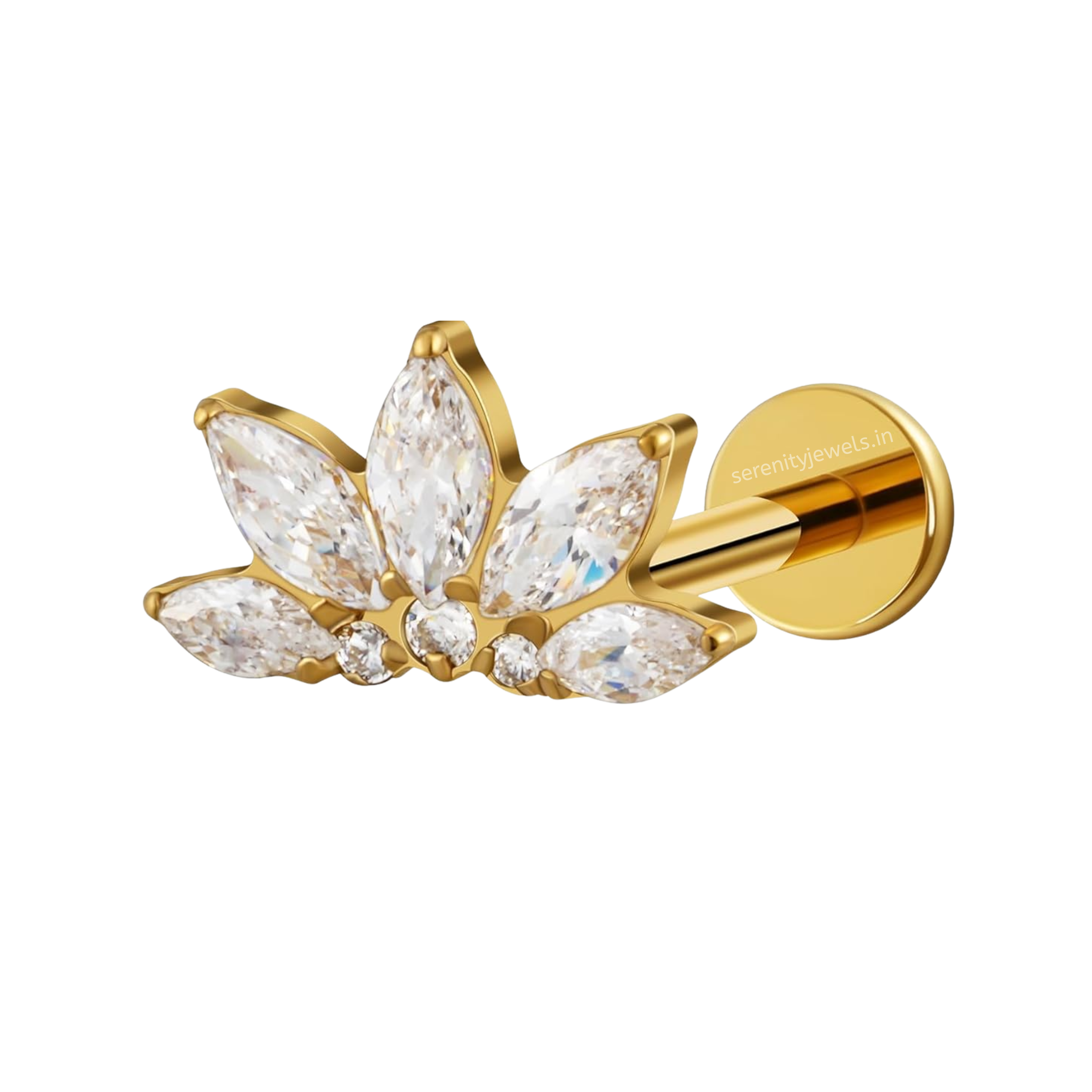 Crystal Lotus Titanium Flat Studs - PAIR