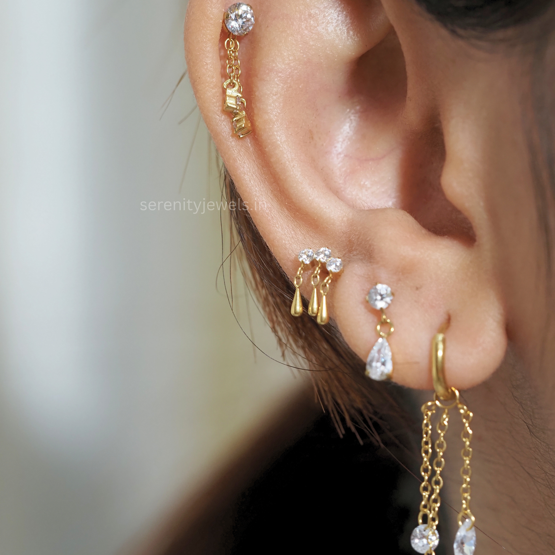 Dewdrop Titanium Flat Studs - PAIR