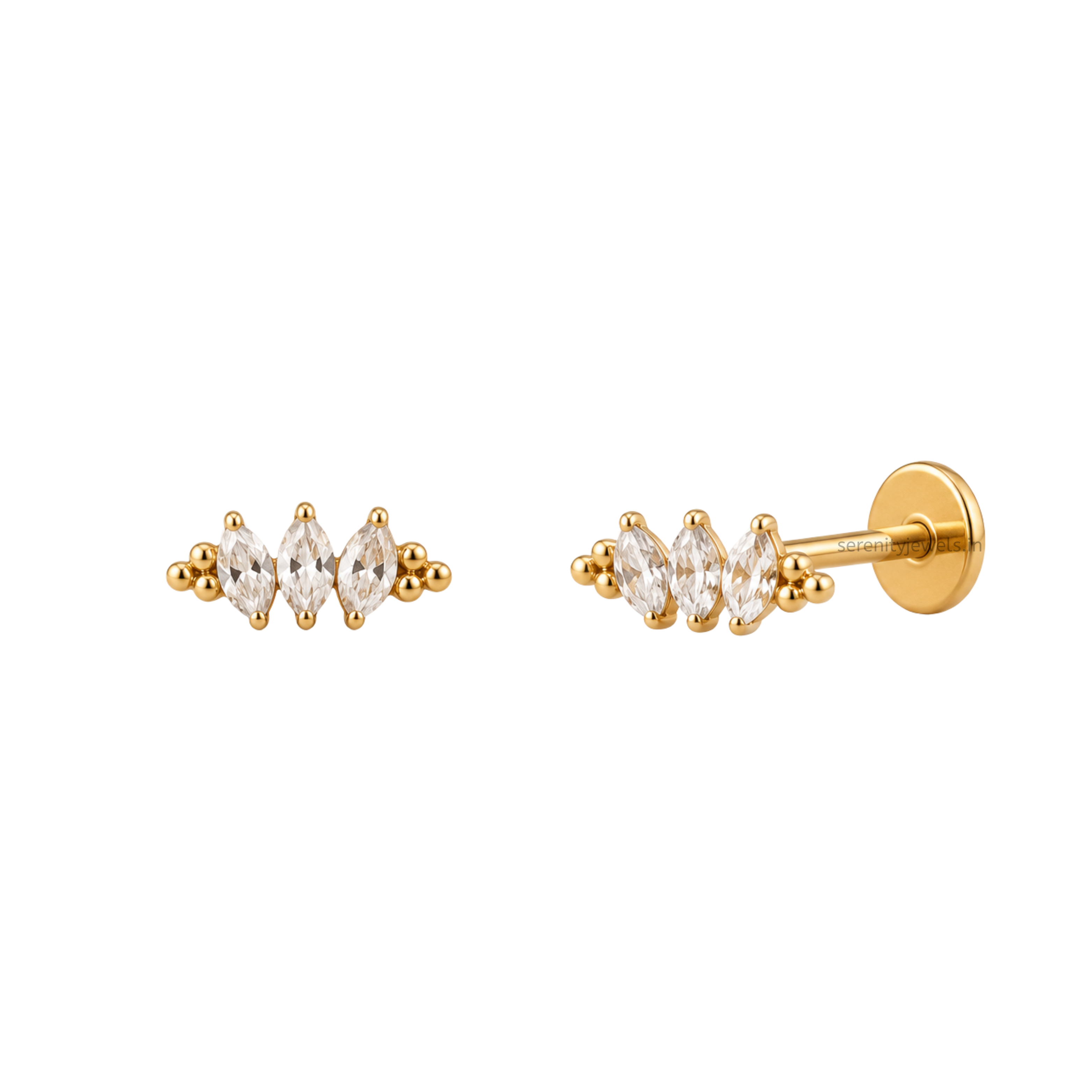 Diadem Flat Studs - PAIR