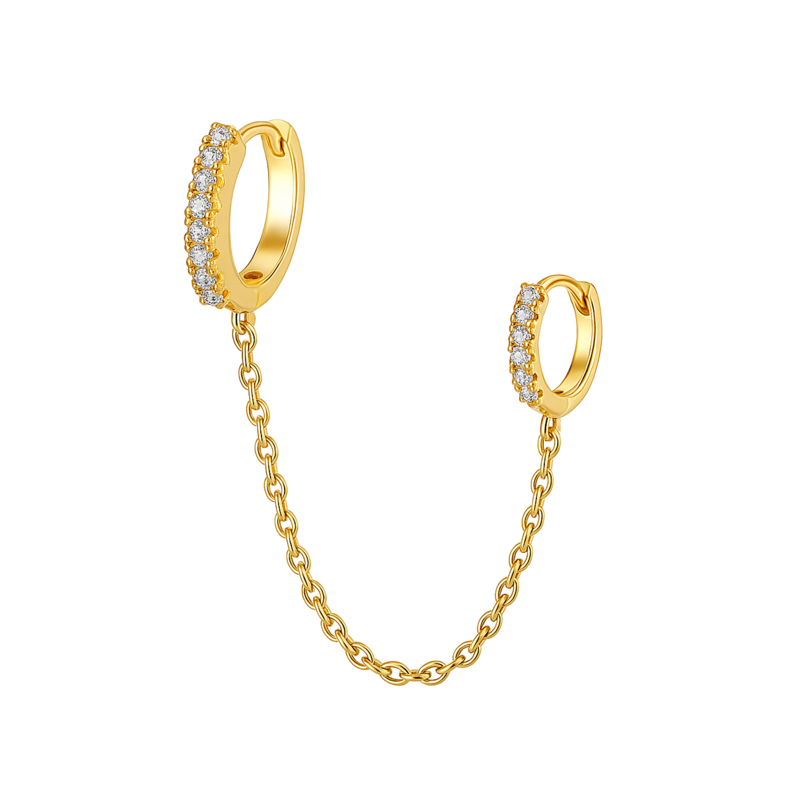 Double Hoop Chain Earrings - PAIR