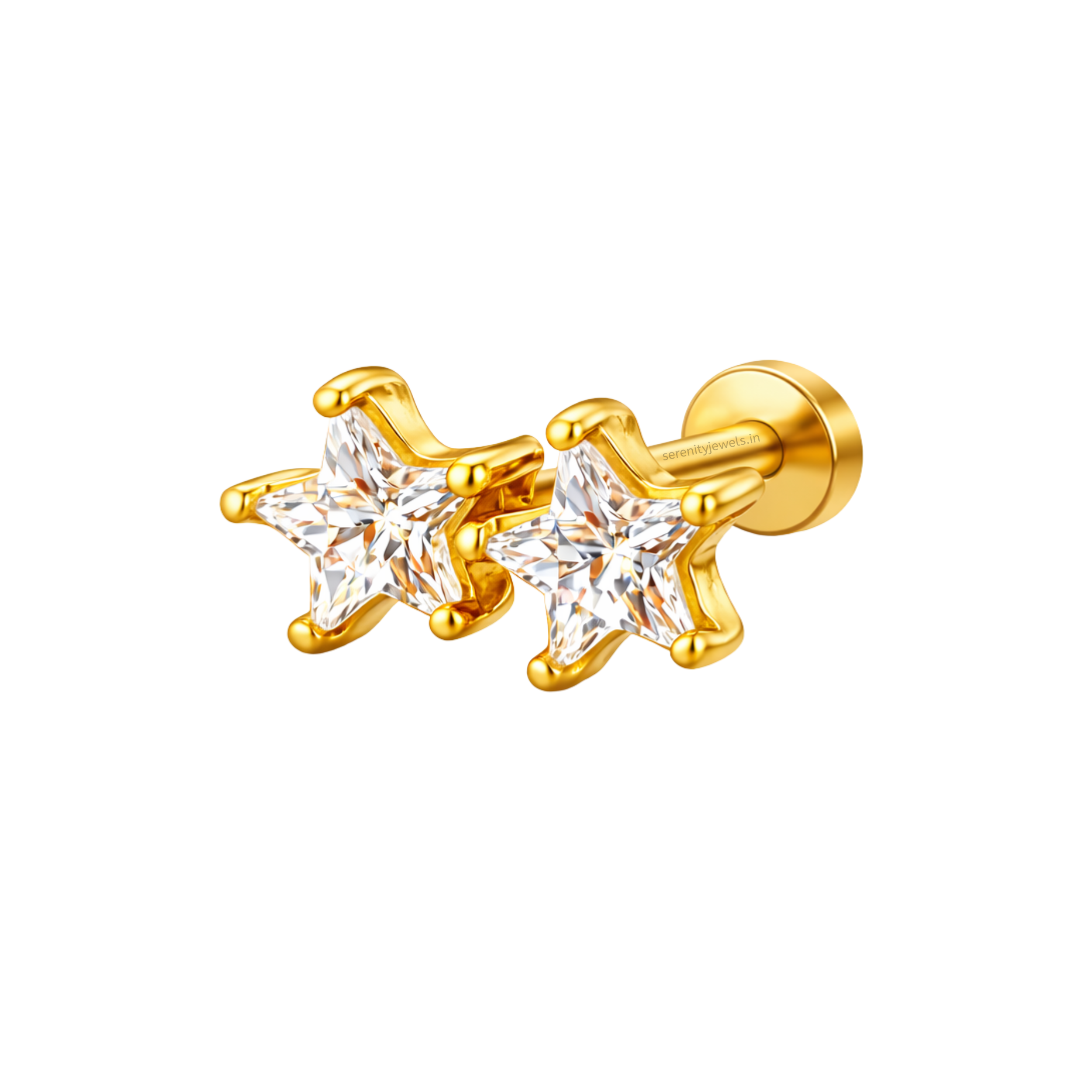 Double Star Solitaire Flat Studs - PAIR