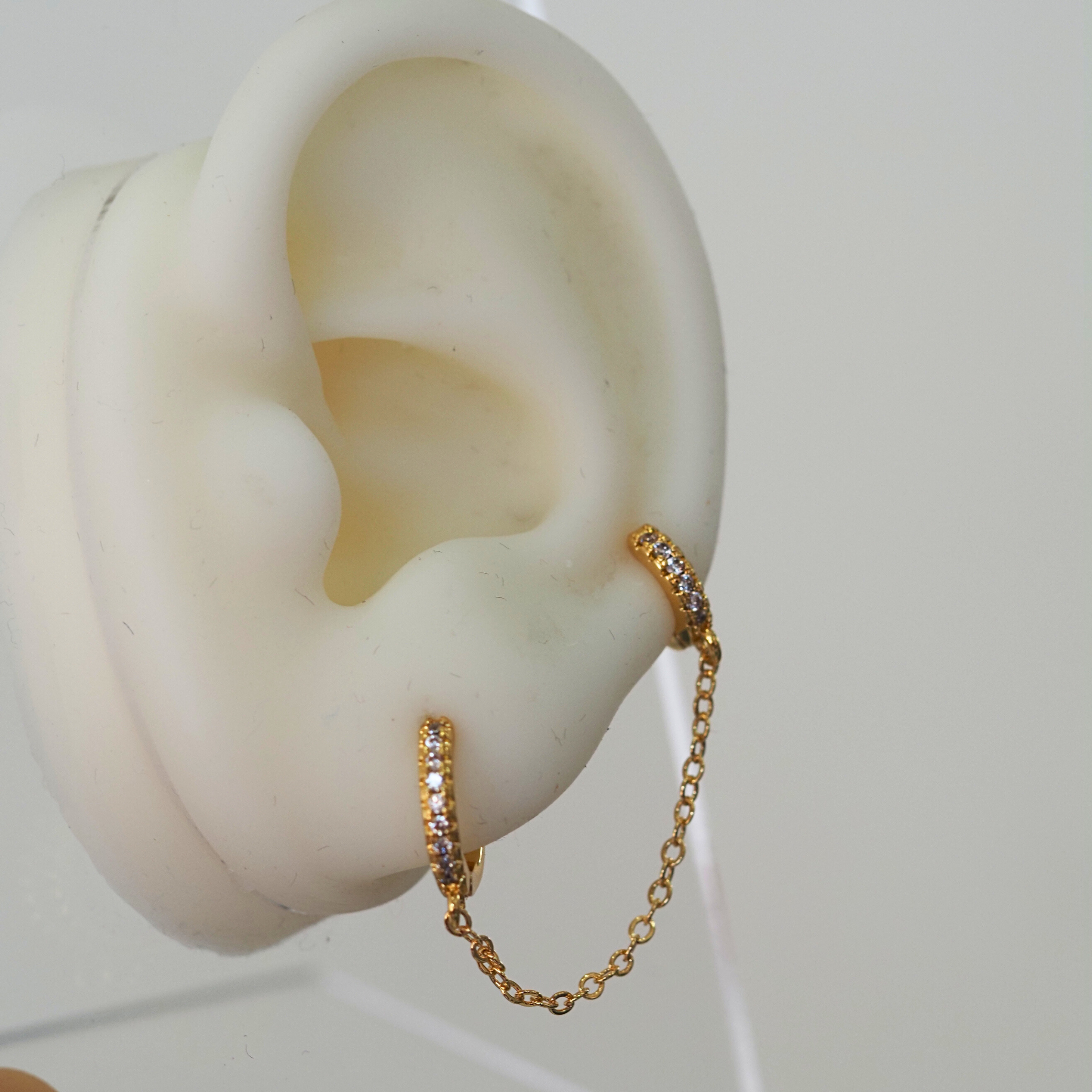 Double Hoop Chain Earrings - PAIR