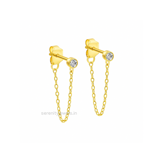 Solitaire Chain Drop Earrings