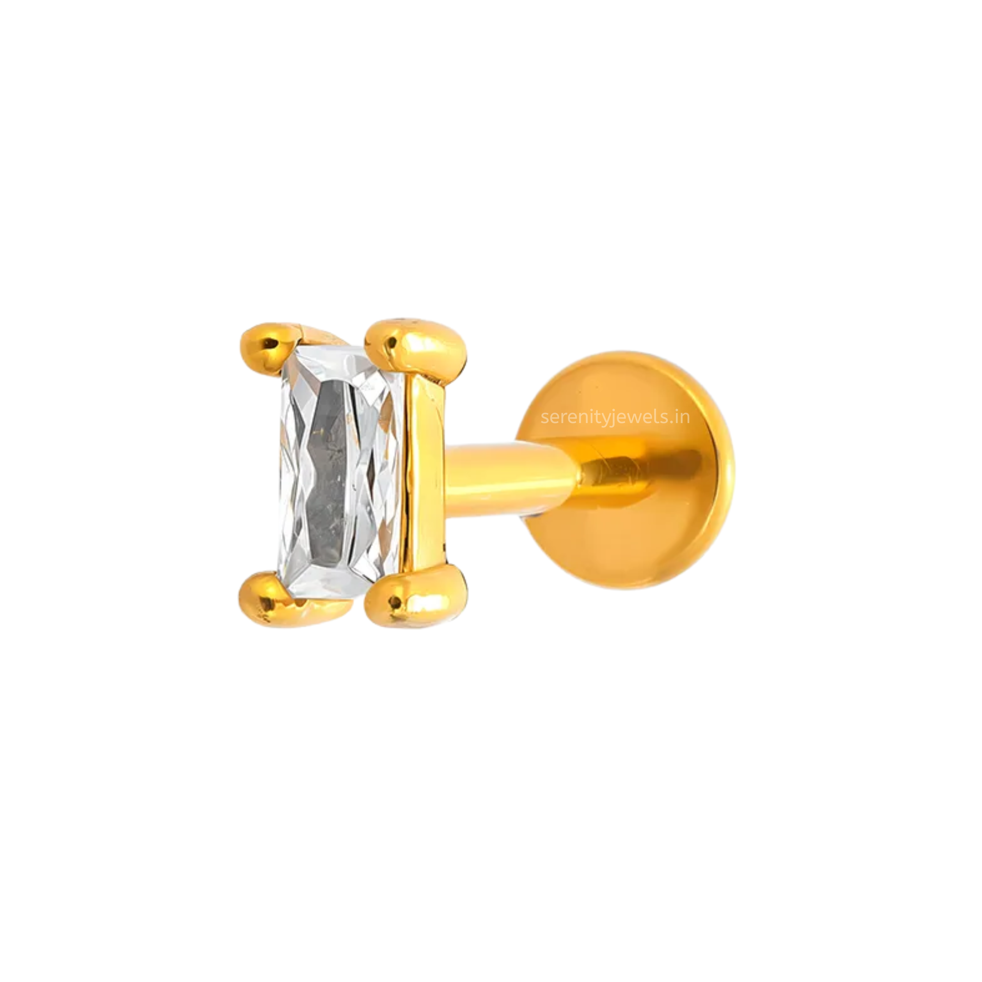 Emerald Solitarie Flat Studs - PAIR