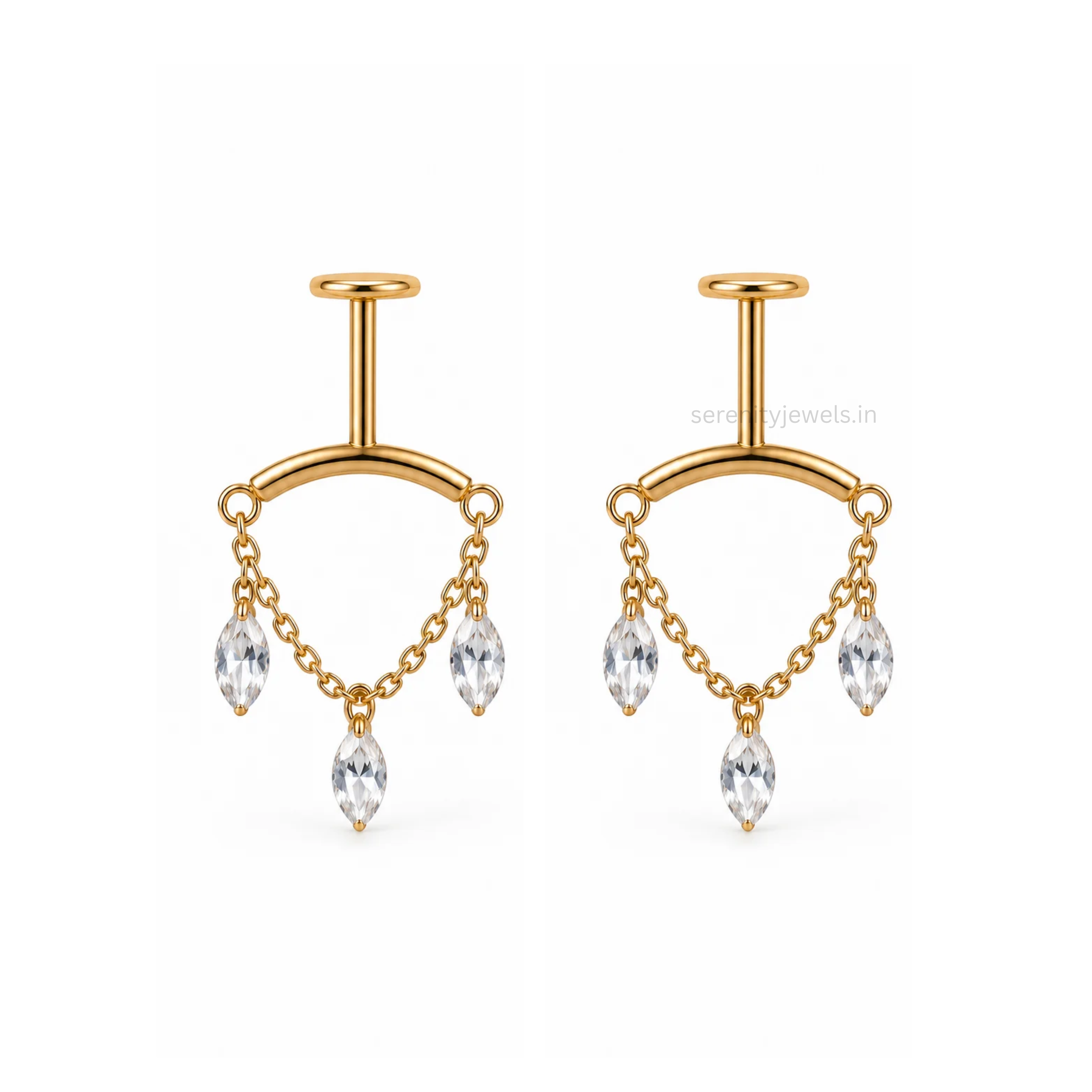 Eveline Hanging Bugadi Studs - PAIR