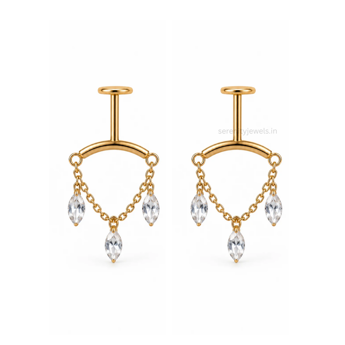 Eveline Hanging Bugadi Studs - PAIR