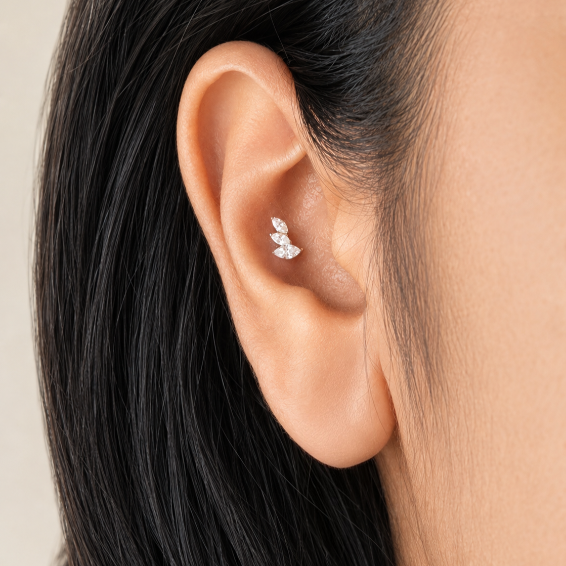 Aura Wing Titanium Flat Studs - PAIR