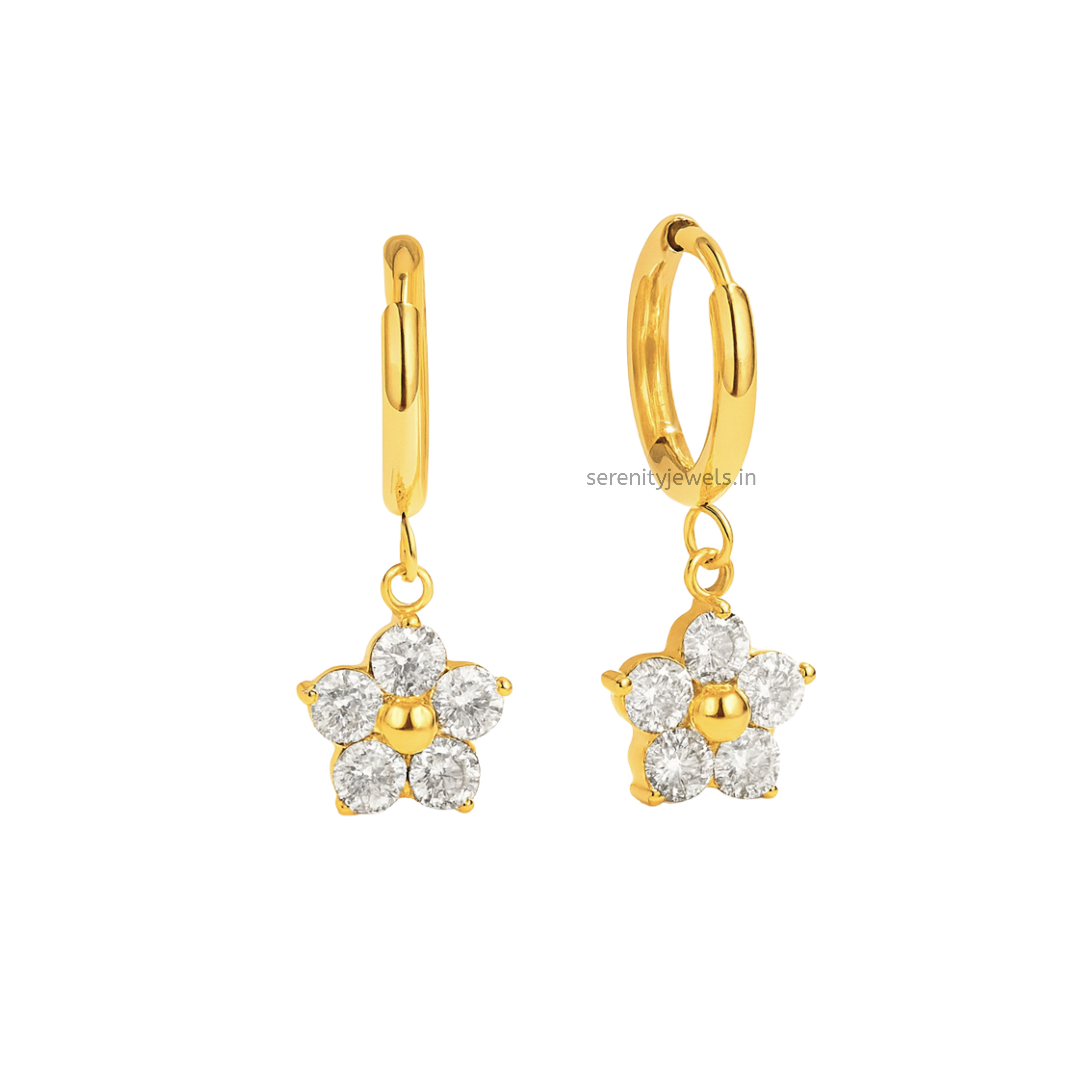 Flower Dangling Hoops
