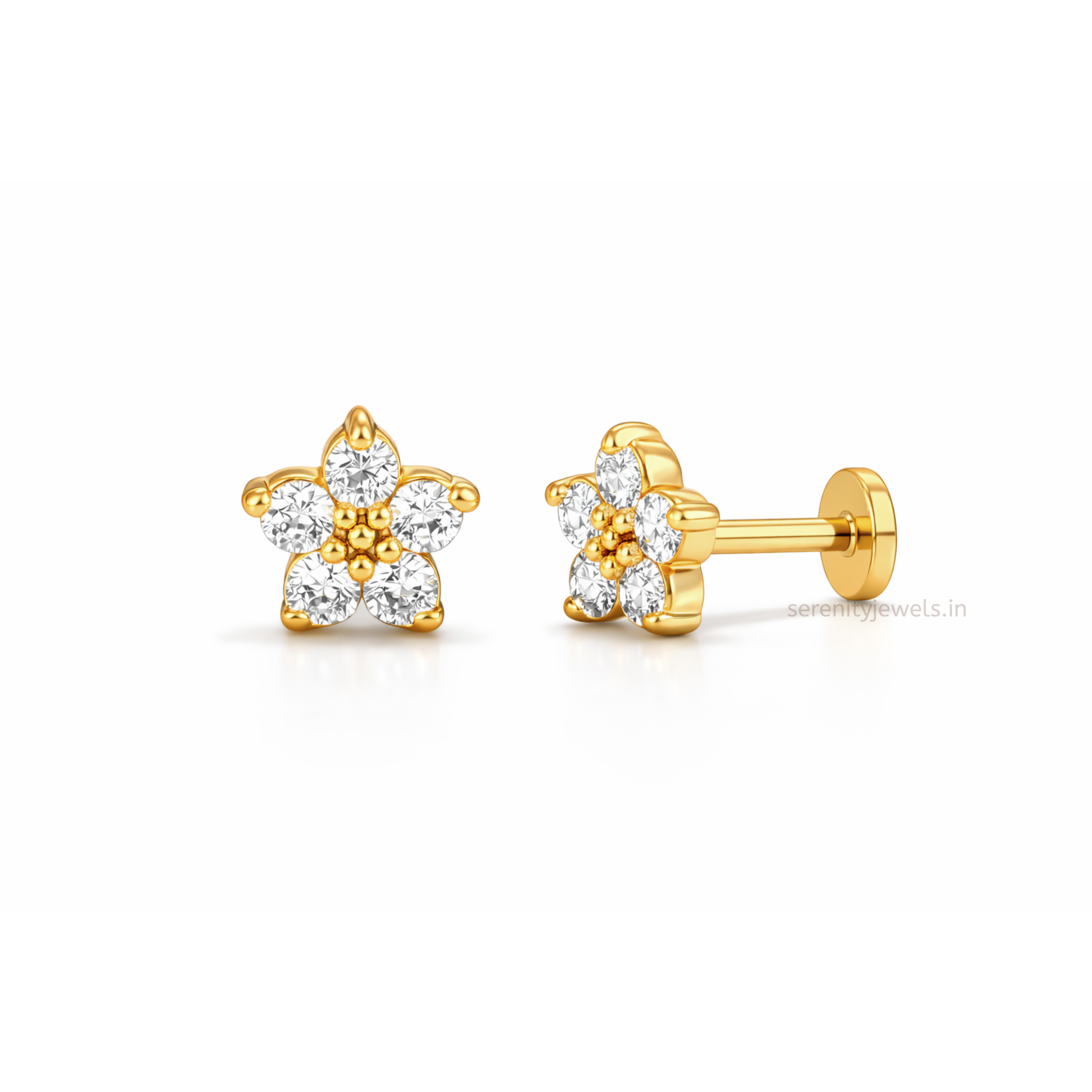 Neuve Flower Flat Studs - PAIR
