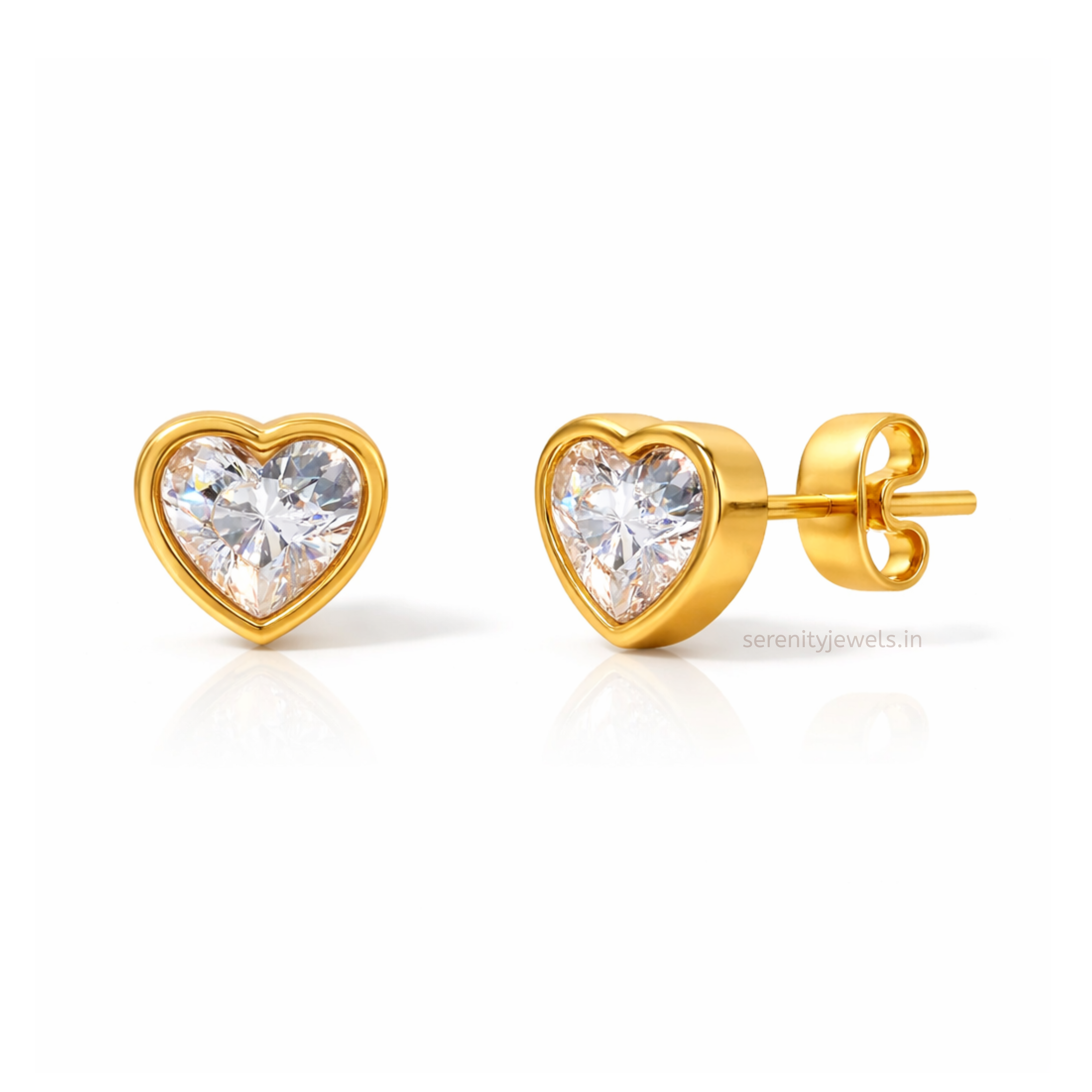 Heart Bezel Earrings - PAIR