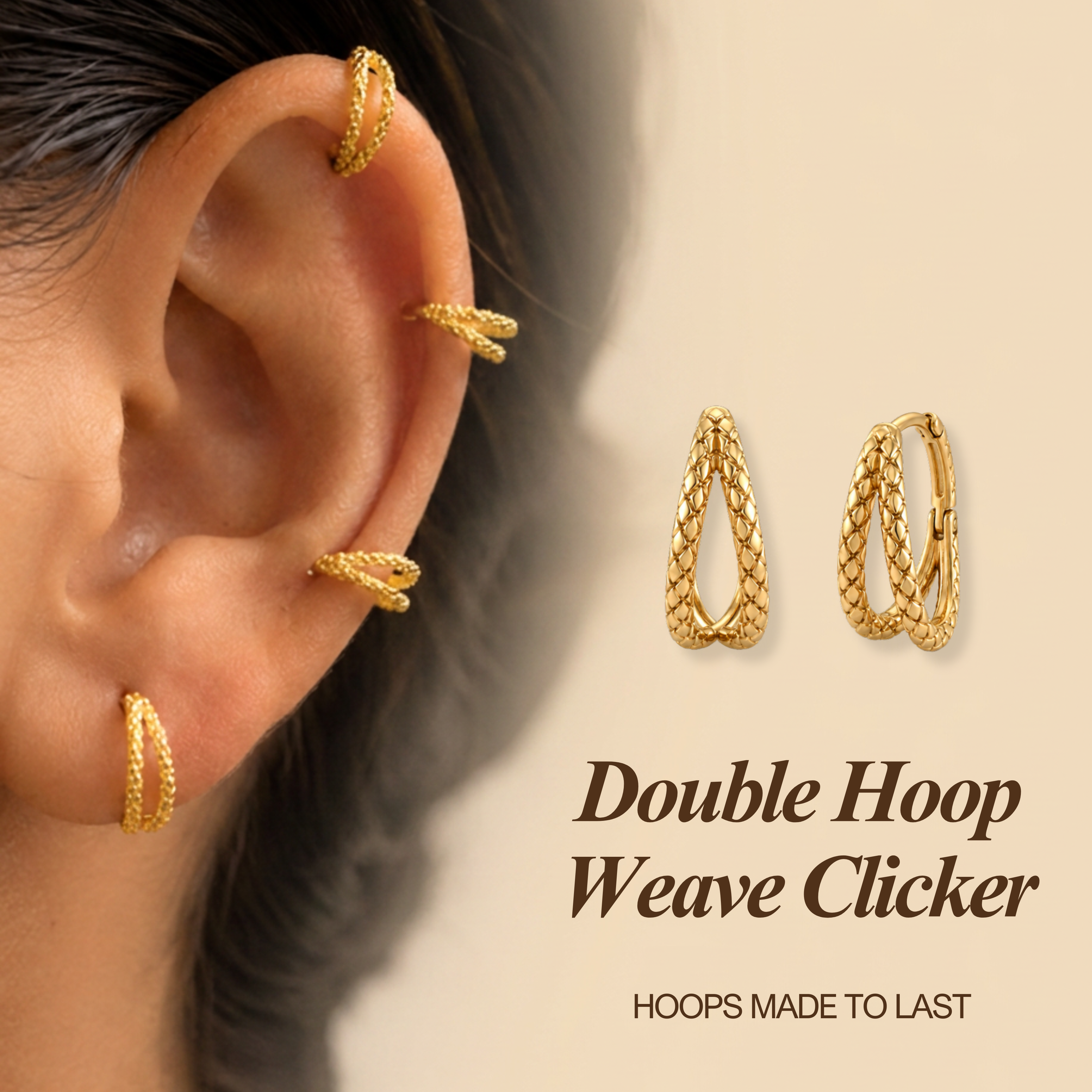 Double Hoop Weave Clicker Hoops - PAIR