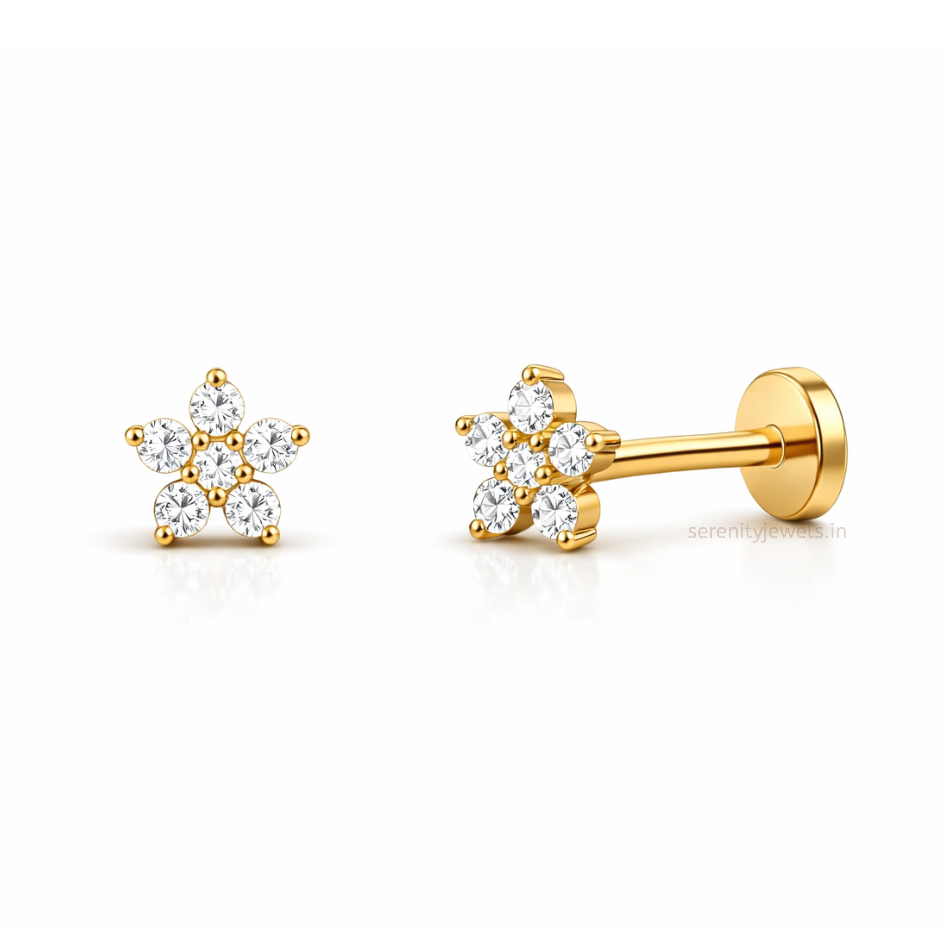 Interna Flower Flat Studs - PAIR