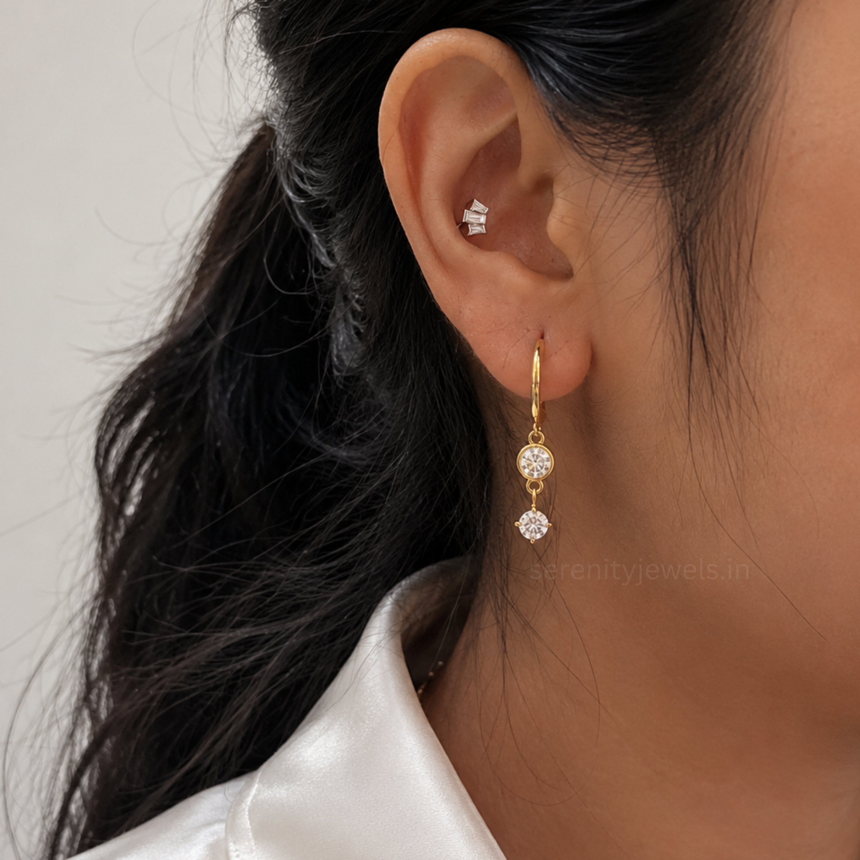 Jane Dangling Hoops - Pair