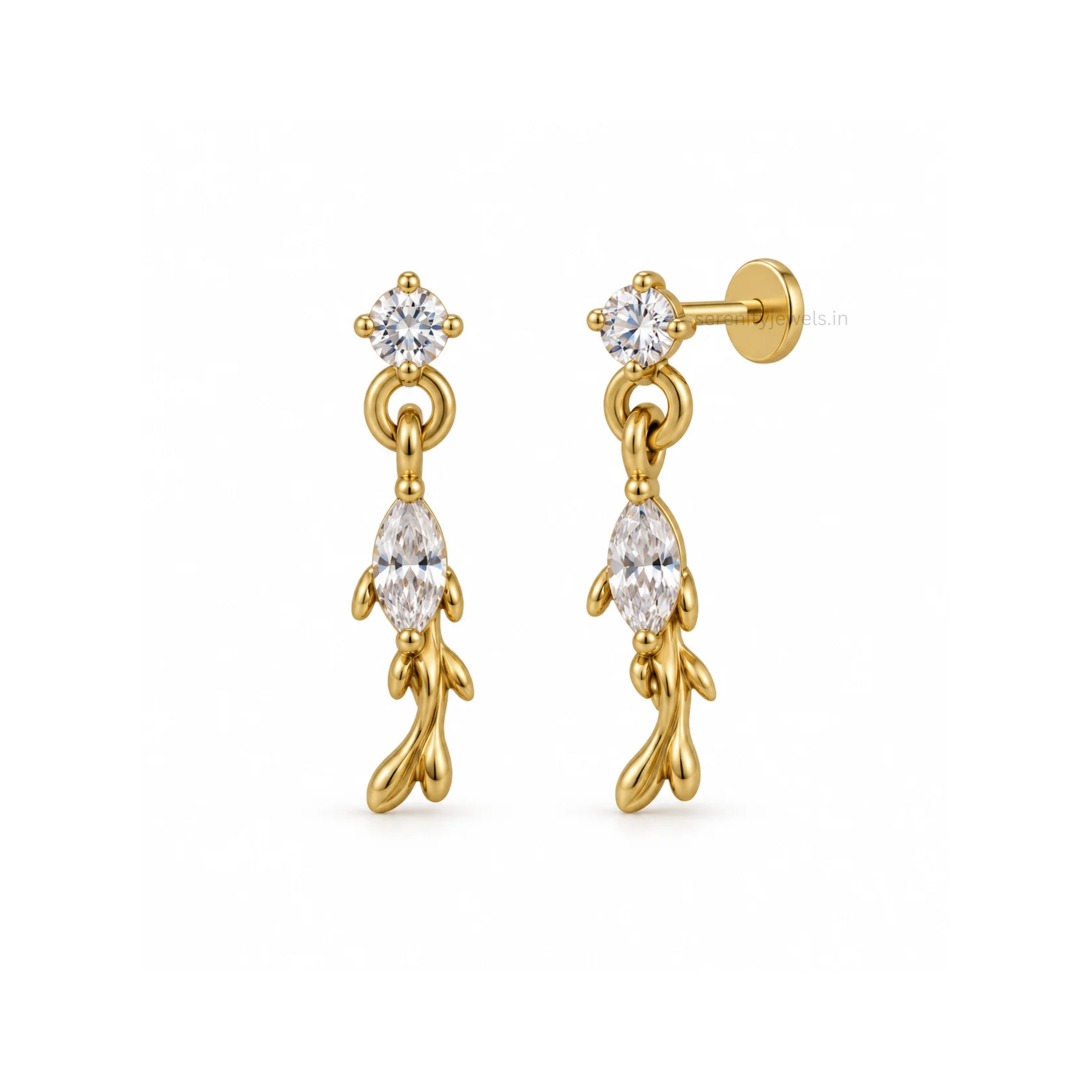 Koi Hanging Flat Studs - PAIR
